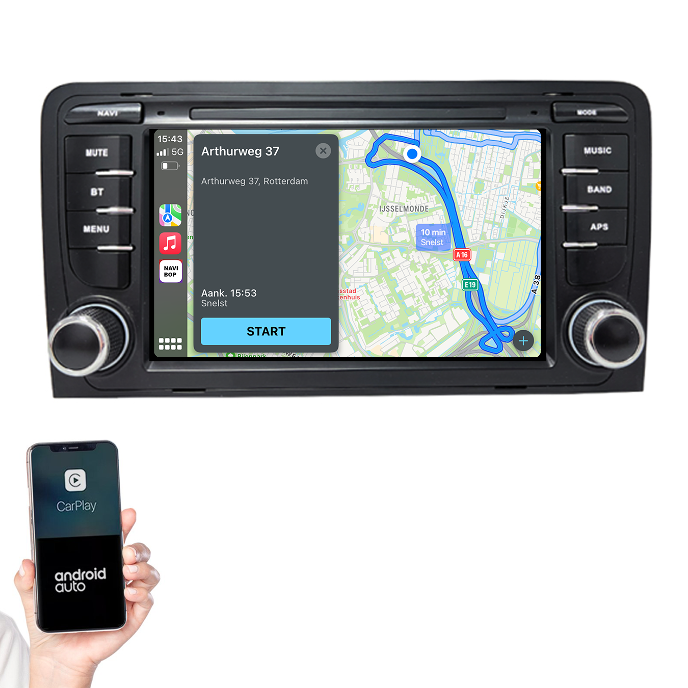 Audi A3 | Autoradio | 2002 t/m 2013 | Android 14 | Apple CarPlay & Android Auto