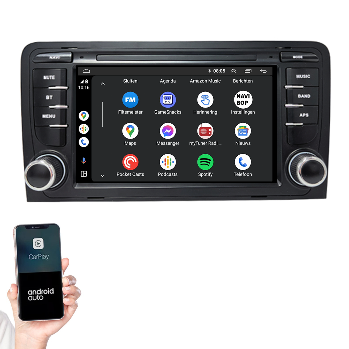 Audi A3 | Autoradio | 2002 t/m 2013 | Android 14 | Apple CarPlay & Android Auto
