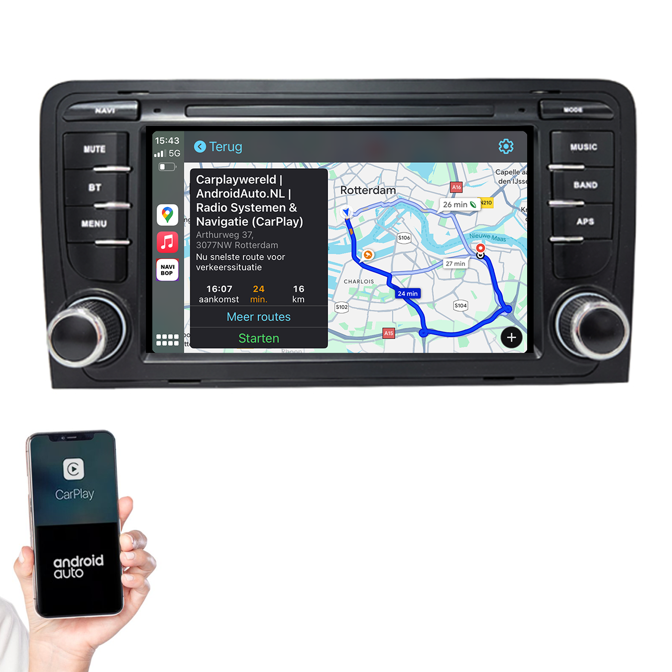 Audi A3 | Autoradio | 2002 t/m 2013 | Android 14 | Apple CarPlay & Android Auto