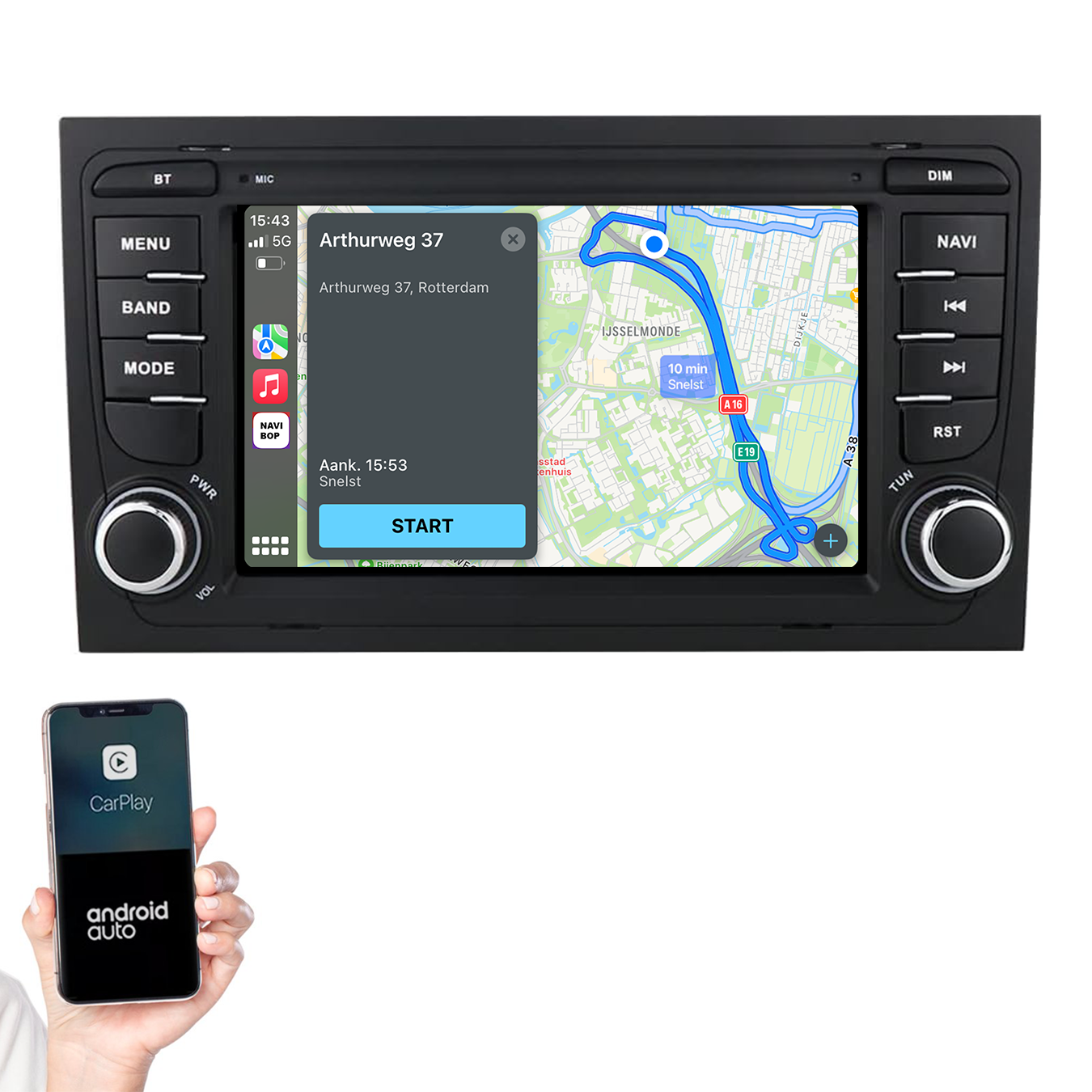 Audi A4 | Autoradio | 2002 t/m 2013 | Android 14 | Apple CarPlay & Android Auto