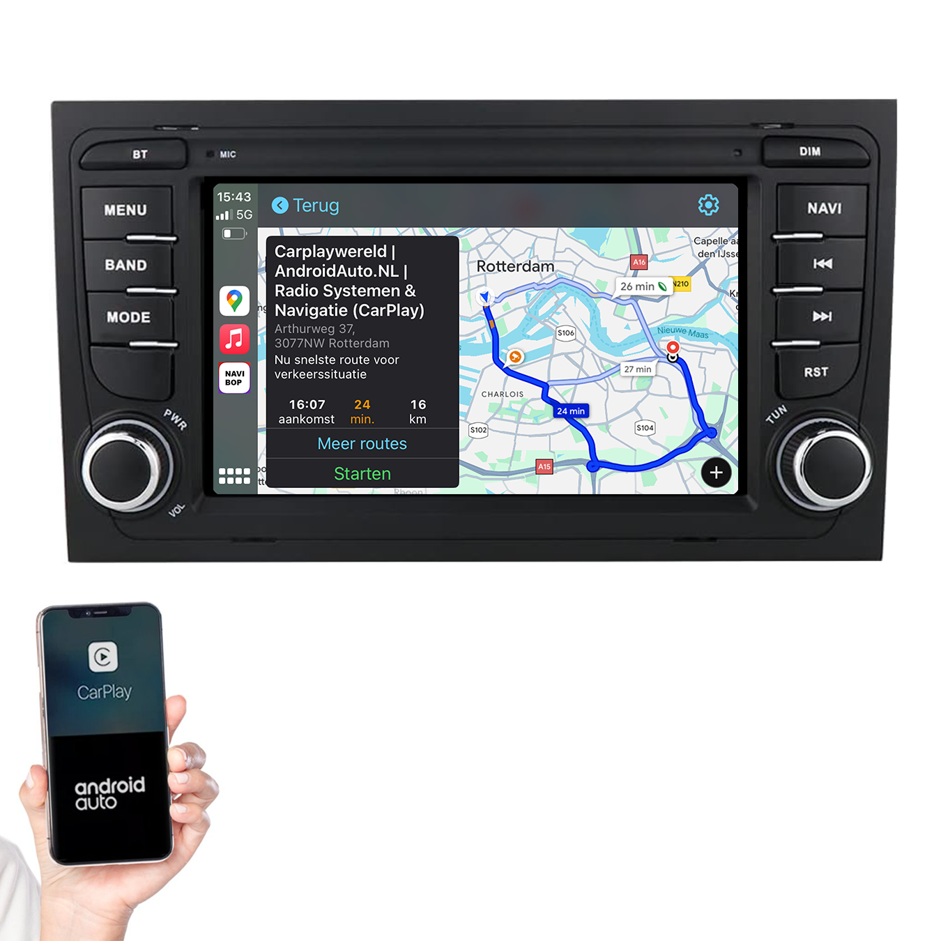Audi A4 | Autoradio | 2002 t/m 2013 | Android 14 | Apple CarPlay & Android Auto