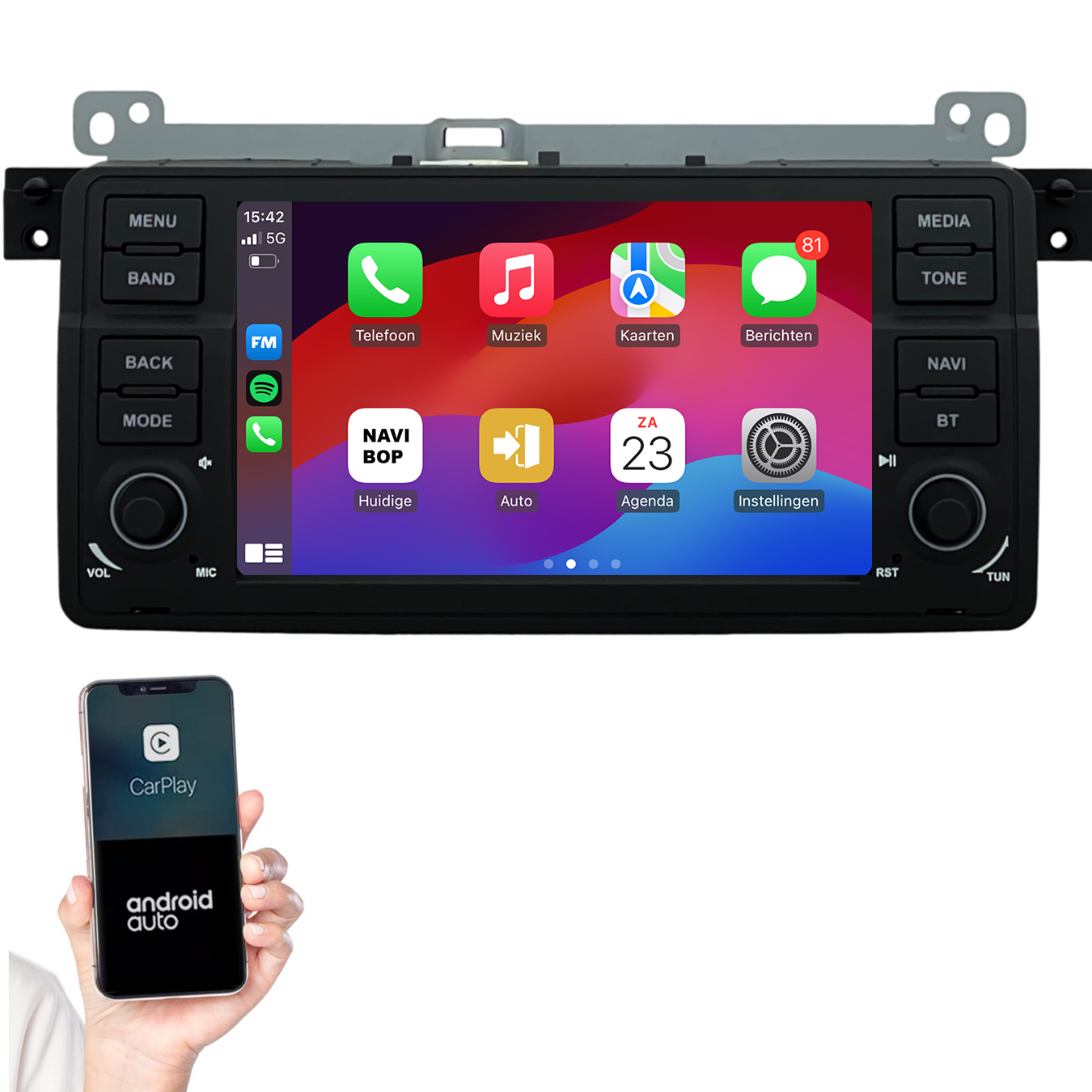 BMW 3-Serie E46 | Autoradio | 1998 t/m 2006 | Android 14 | Apple CarPlay & Android Auto