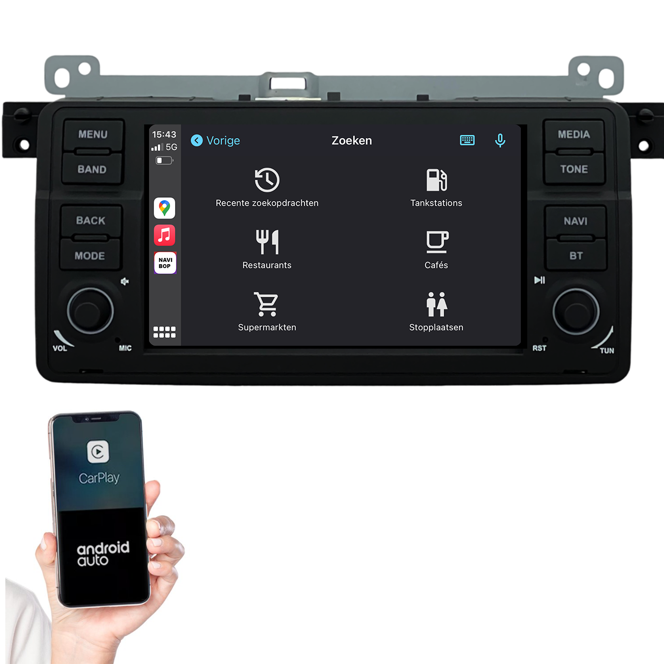 BMW 3-Serie E46 | Autoradio | 1998 t/m 2006 | Android 14 | Apple CarPlay & Android Auto