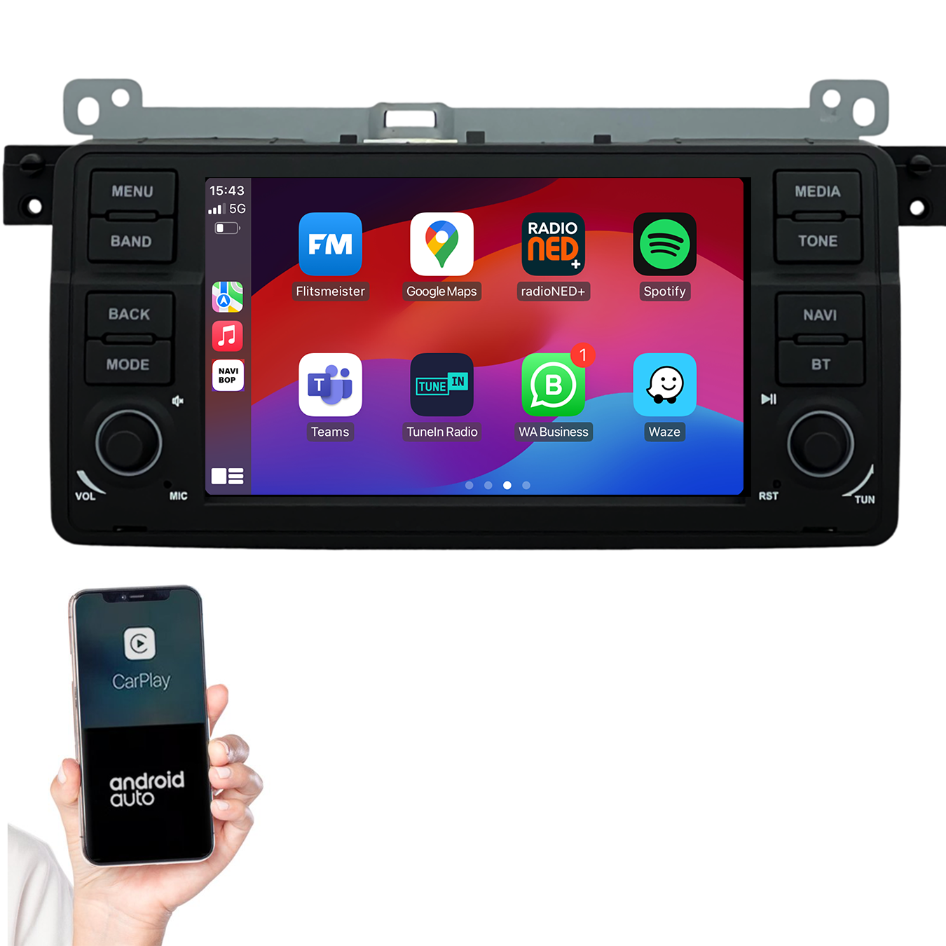 BMW 3-Serie E46 | Autoradio | 1998 t/m 2006 | Android 14 | Apple CarPlay & Android Auto