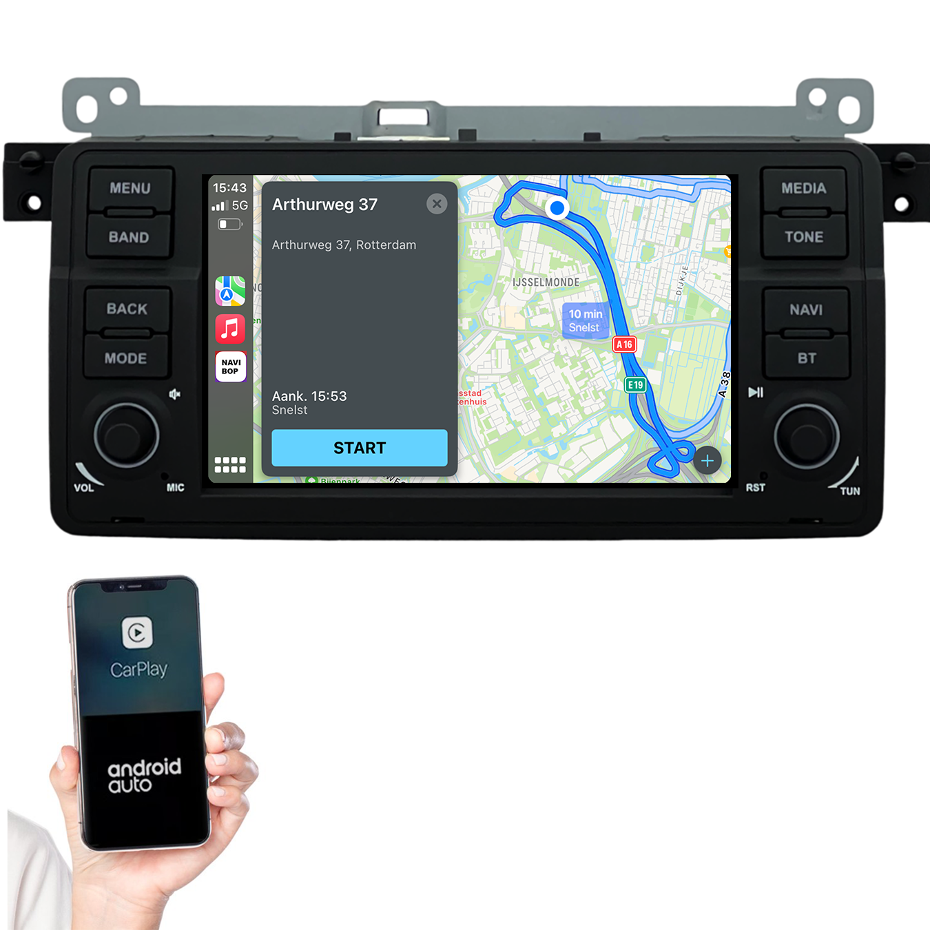 BMW 3-Serie E46 | Autoradio | 1998 t/m 2006 | Android 14 | Apple CarPlay & Android Auto