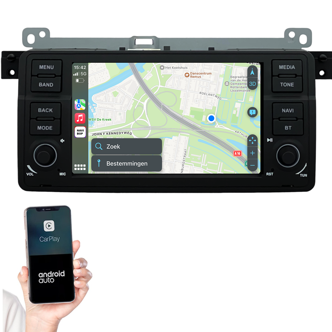 BMW 3-Serie E46 | Autoradio | 1998 t/m 2006 | Android 14 | Apple CarPlay & Android Auto