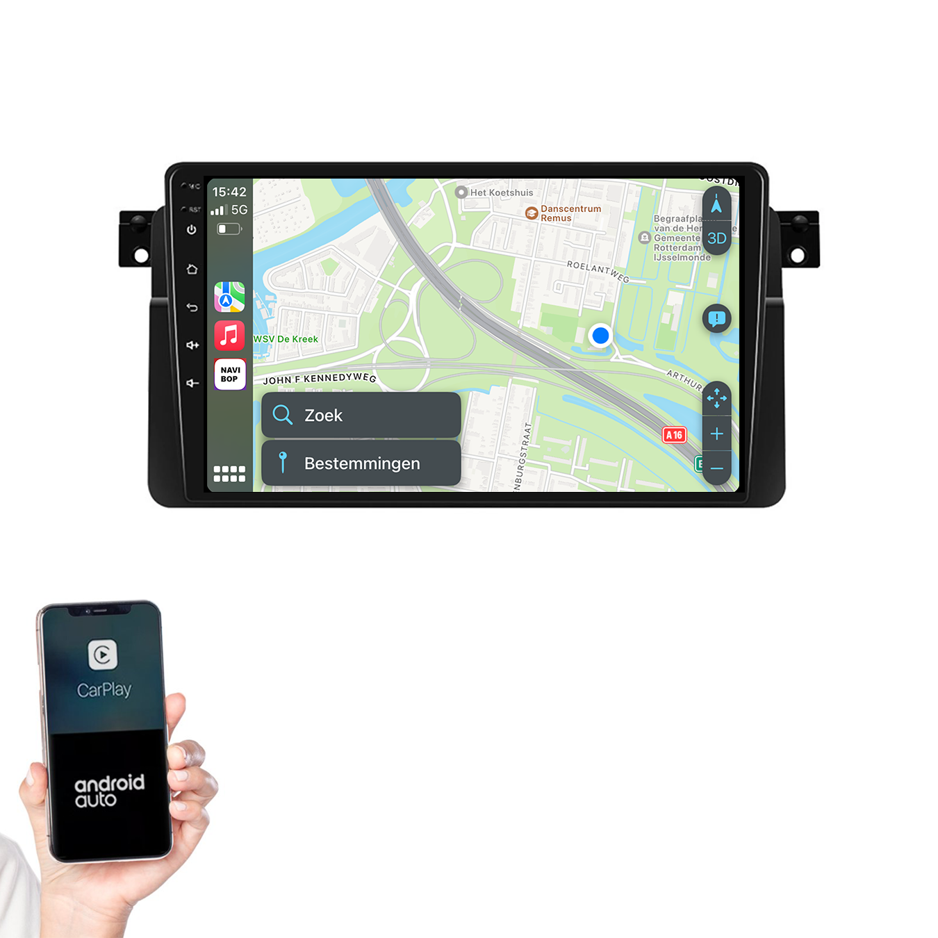 BMW 3-Serie E46 | Autoradio | 1998 t/m 2006 | Android 14 | Apple CarPlay & Android Auto