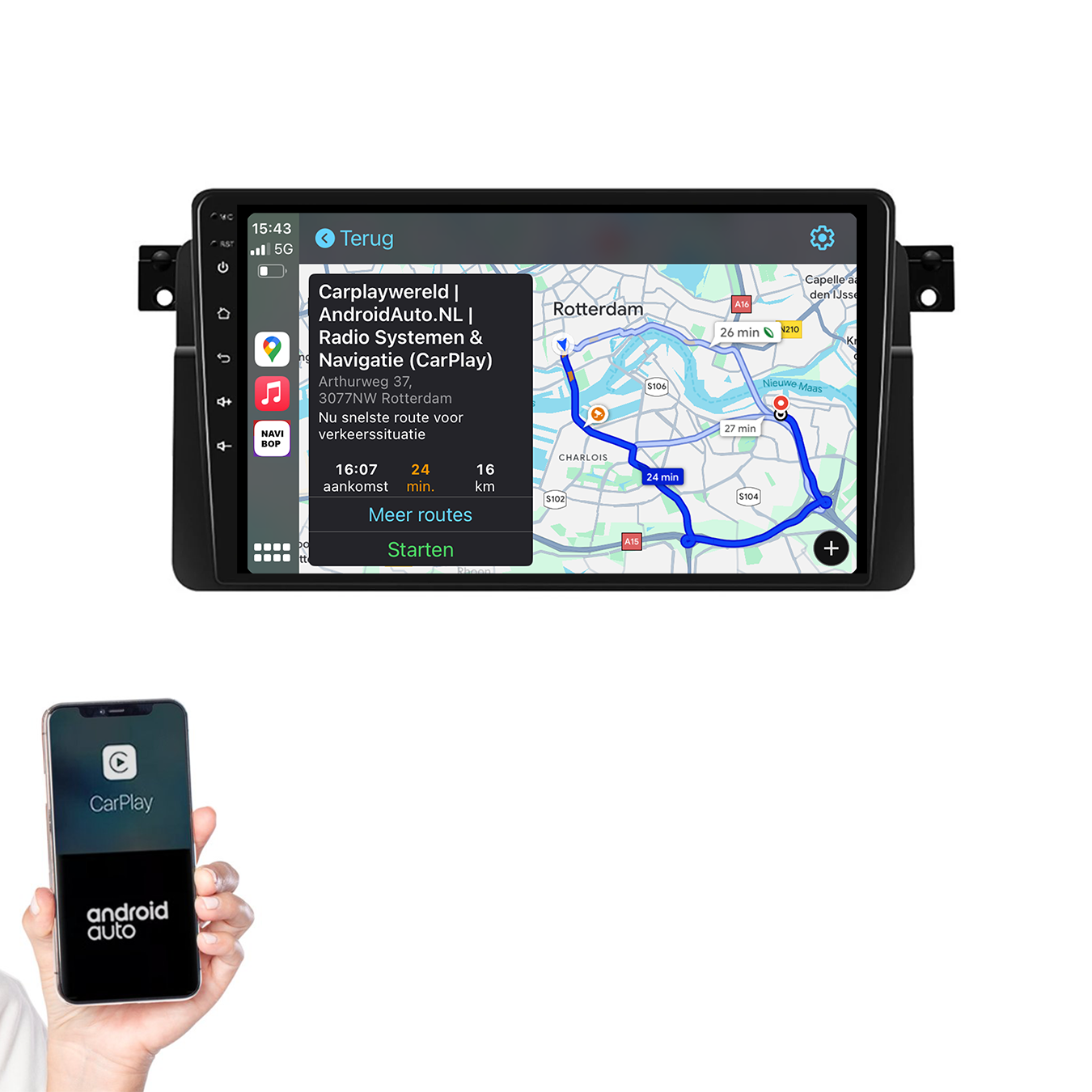 BMW 3-Serie E46 | Autoradio | 1998 t/m 2006 | Android 14 | Apple CarPlay & Android Auto