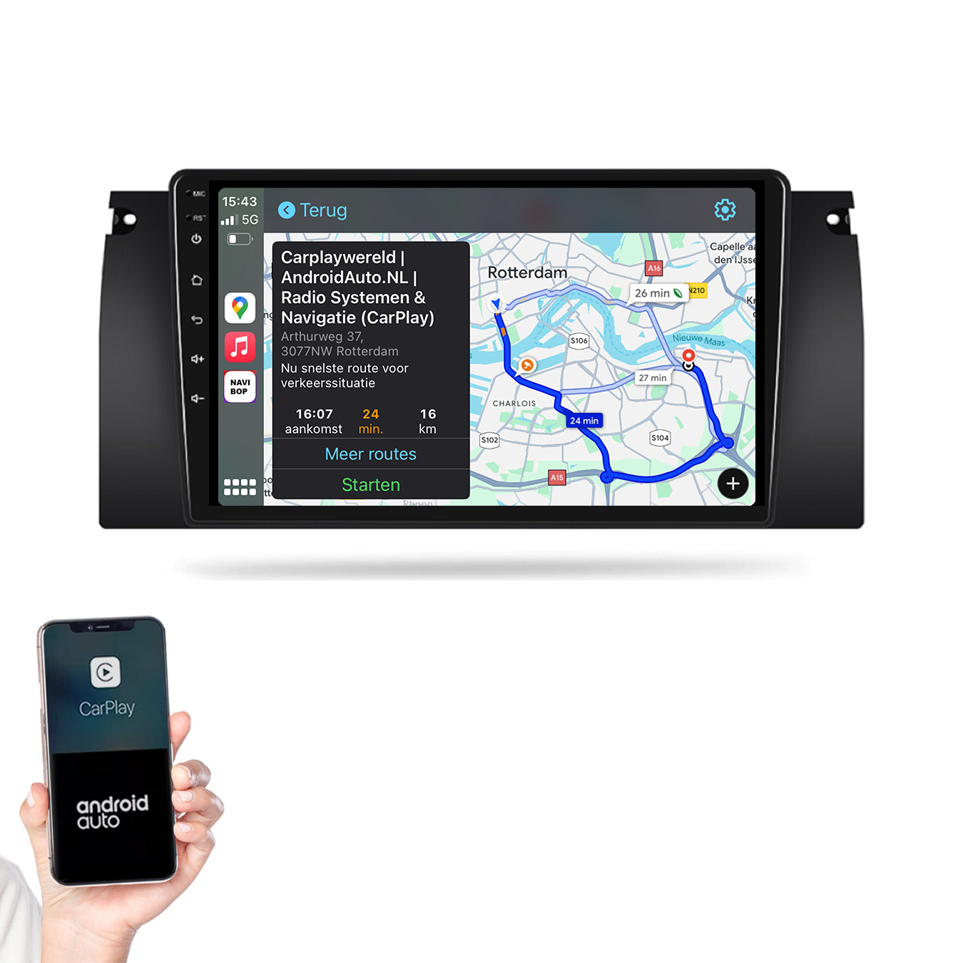 BMW 5-Serie | Autoradio | 1996 t/m 2003 | Android 14 | Apple CarPlay & Android Auto