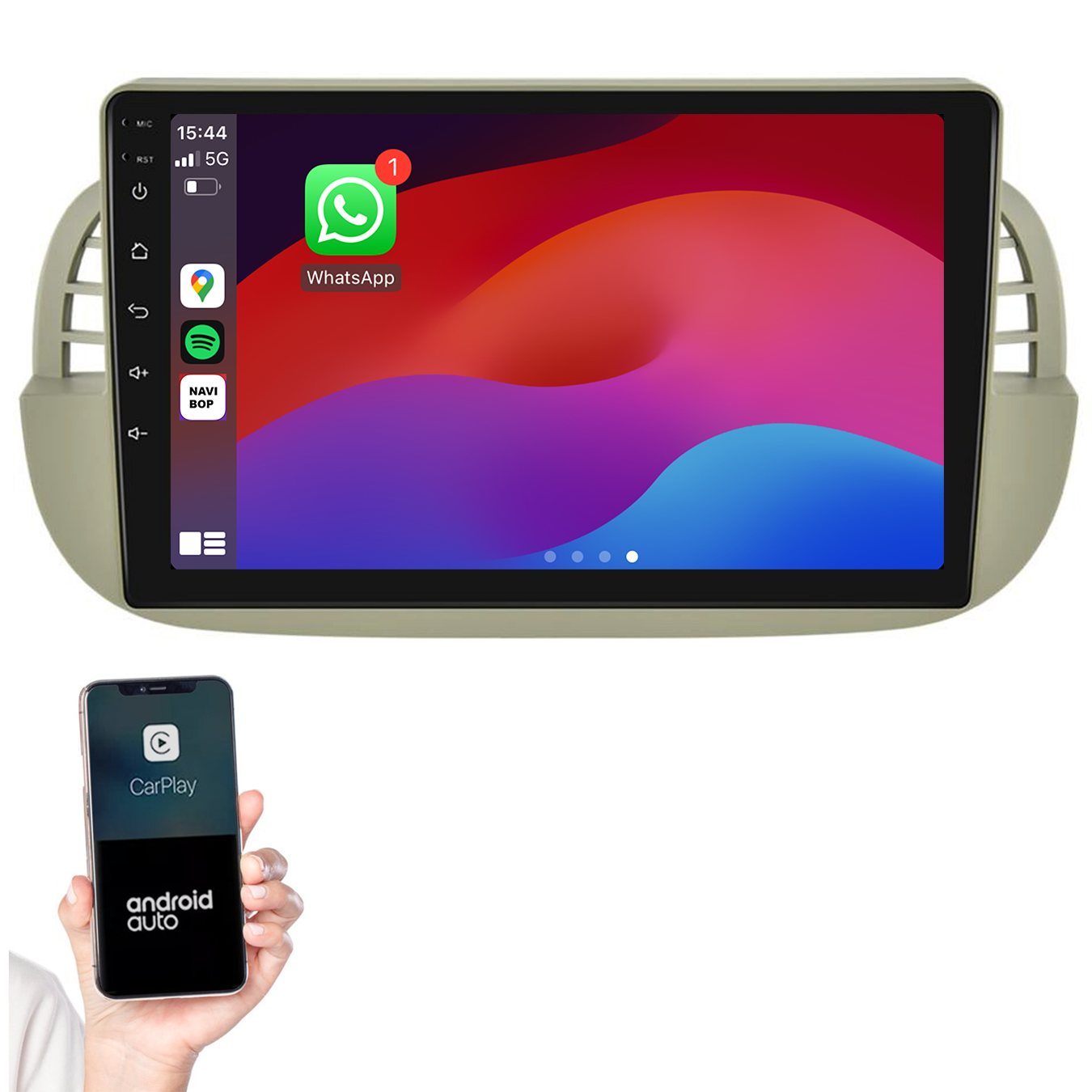 Fiat 500 | Autoradio | 2005 t/m 2017 | Android 14 | Apple CarPlay & Android Auto