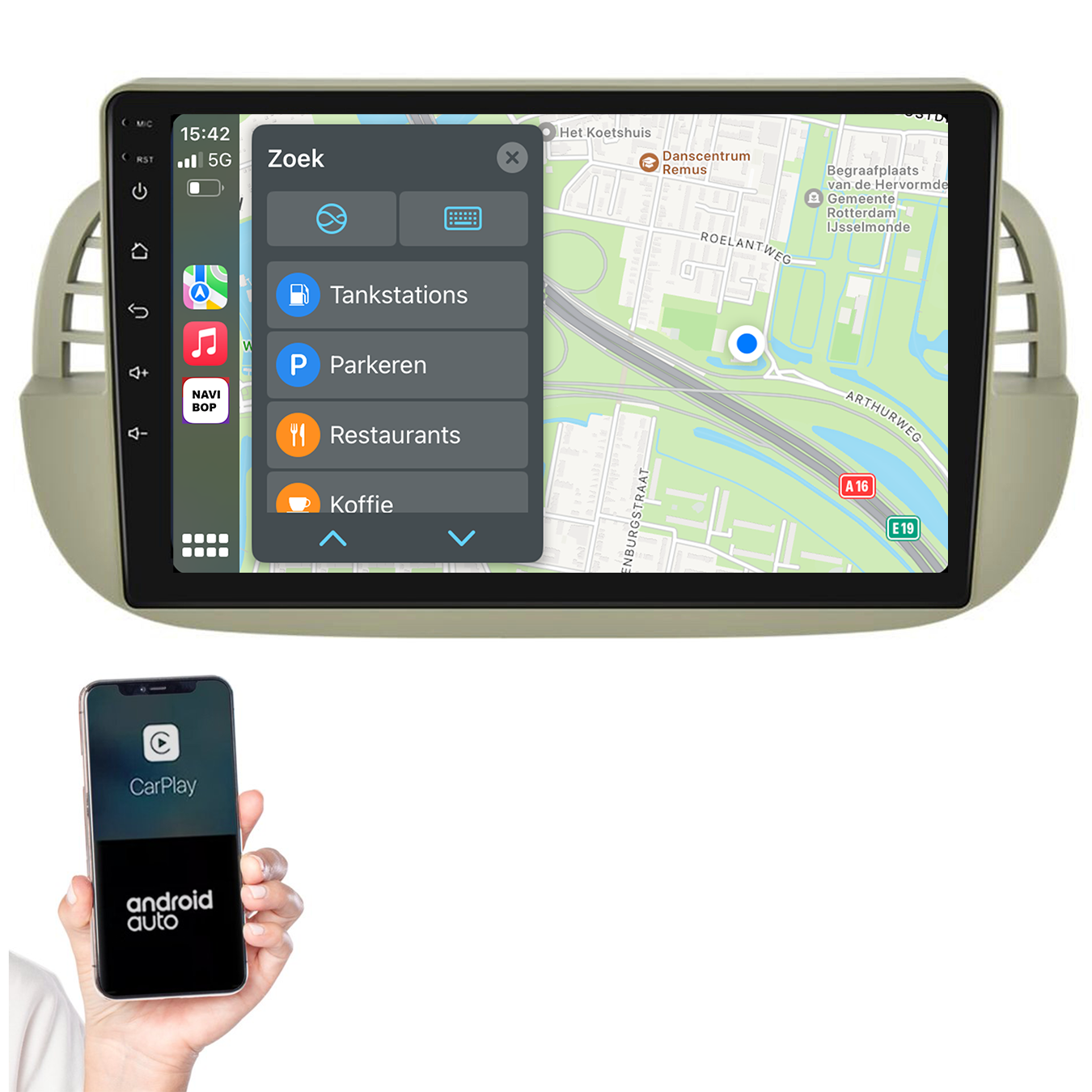 Fiat 500 | Autoradio | 2005 t/m 2017 | Android 14 | Apple CarPlay & Android Auto
