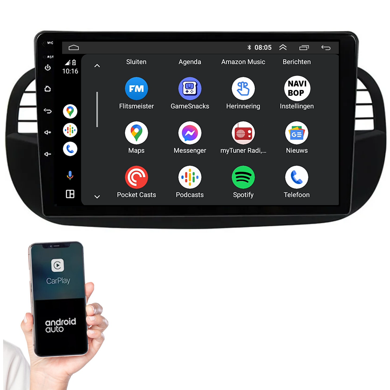 Abarth 500 | Autoradio | 2005 t/m 2017 | Android 14 | Apple CarPlay & Android Auto