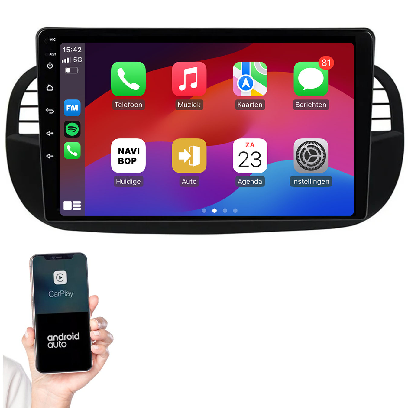Abarth 500 | Autoradio | 2005 t/m 2017 | Android 14 | Apple CarPlay & Android Auto