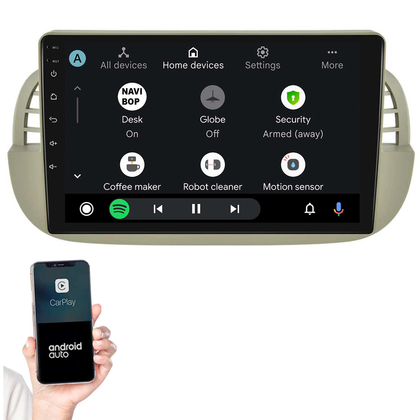 Fiat 500 | Autoradio | 2005 t/m 2017 | Android 14 | Apple CarPlay & Android Auto