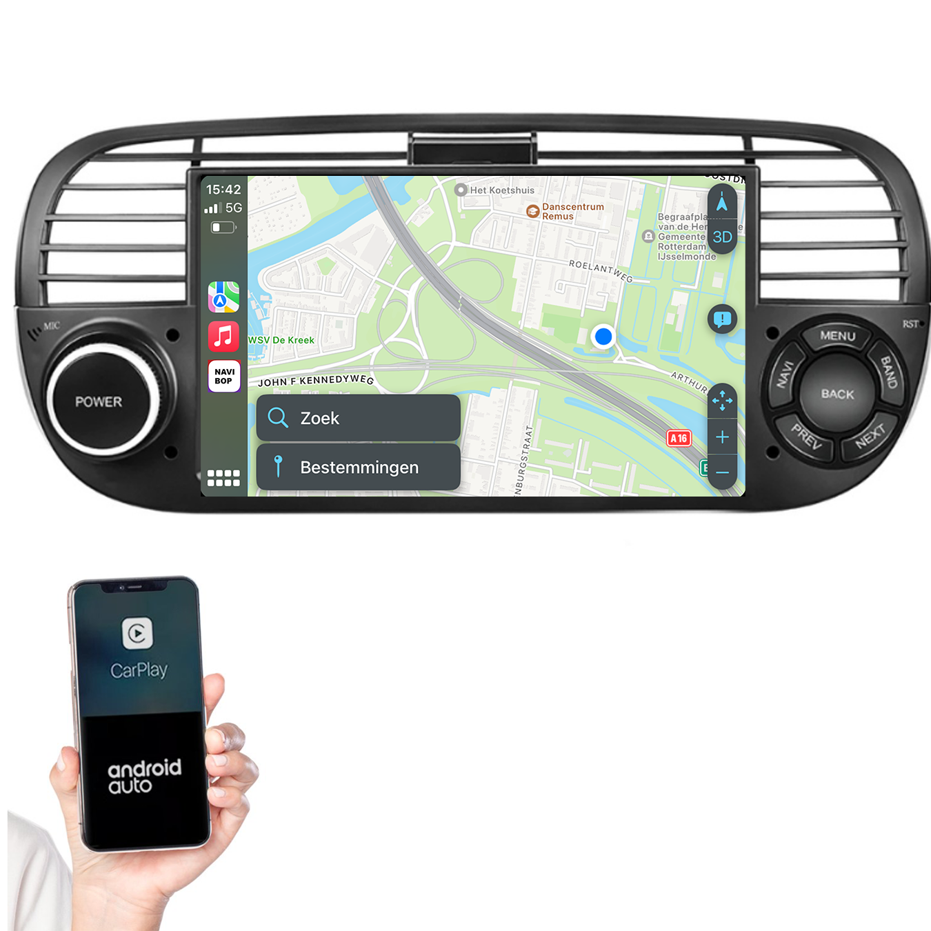 Abarth 500 | Autoradio | 2005 t/m 2017 | Android 14 | Apple CarPlay & Android Auto