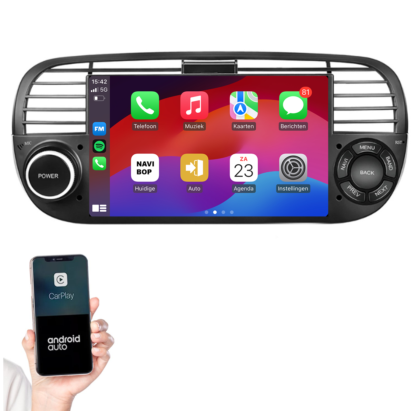 Abarth 500 | Autoradio | 2005 t/m 2017 | Android 14 | Apple CarPlay & Android Auto