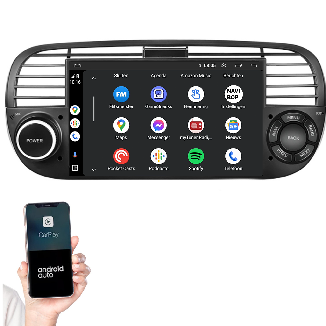 Abarth 500 | Autoradio | 2005 t/m 2017 | Android 14 | Apple CarPlay & Android Auto