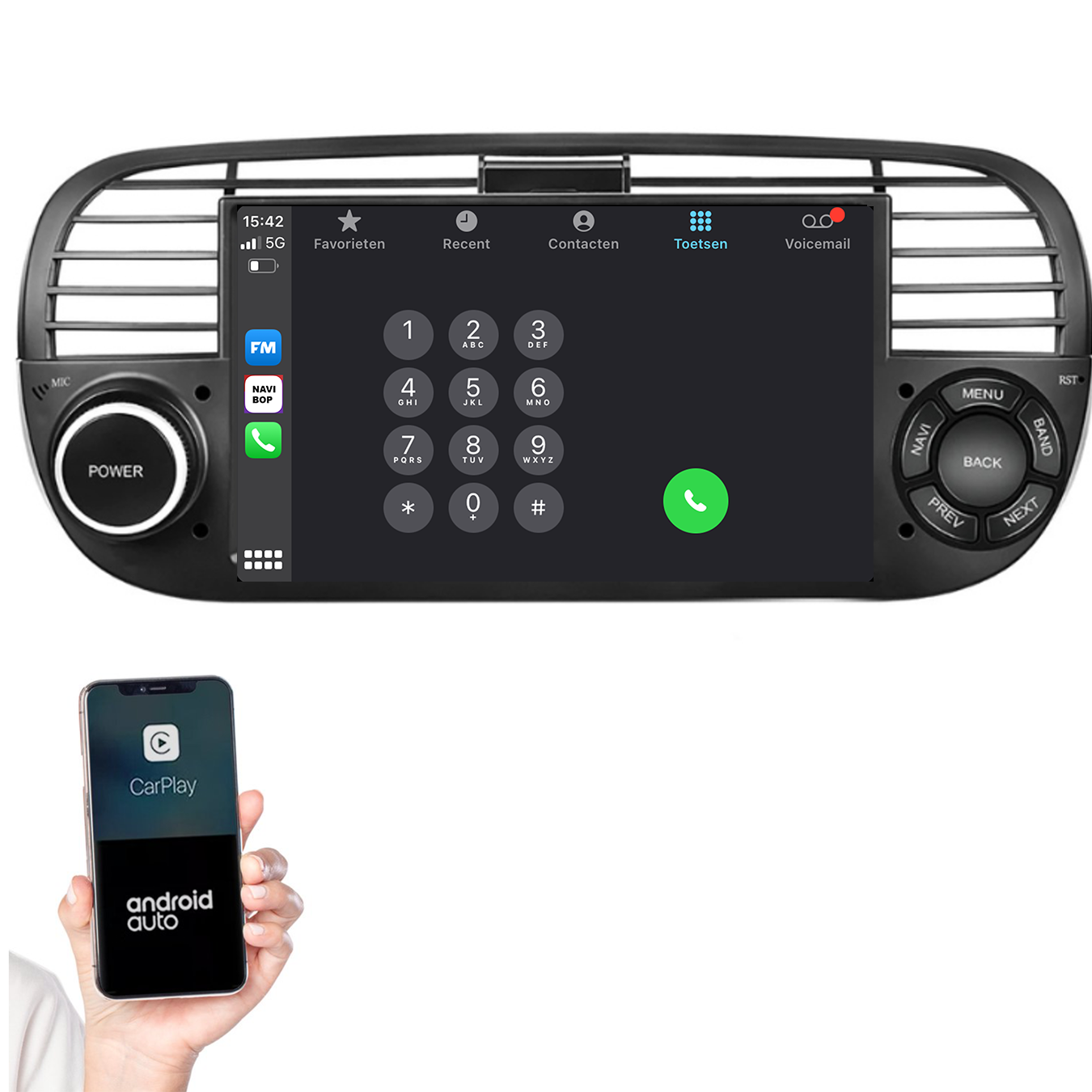 Abarth 500 | Autoradio | 2005 t/m 2017 | Android 14 | Apple CarPlay & Android Auto