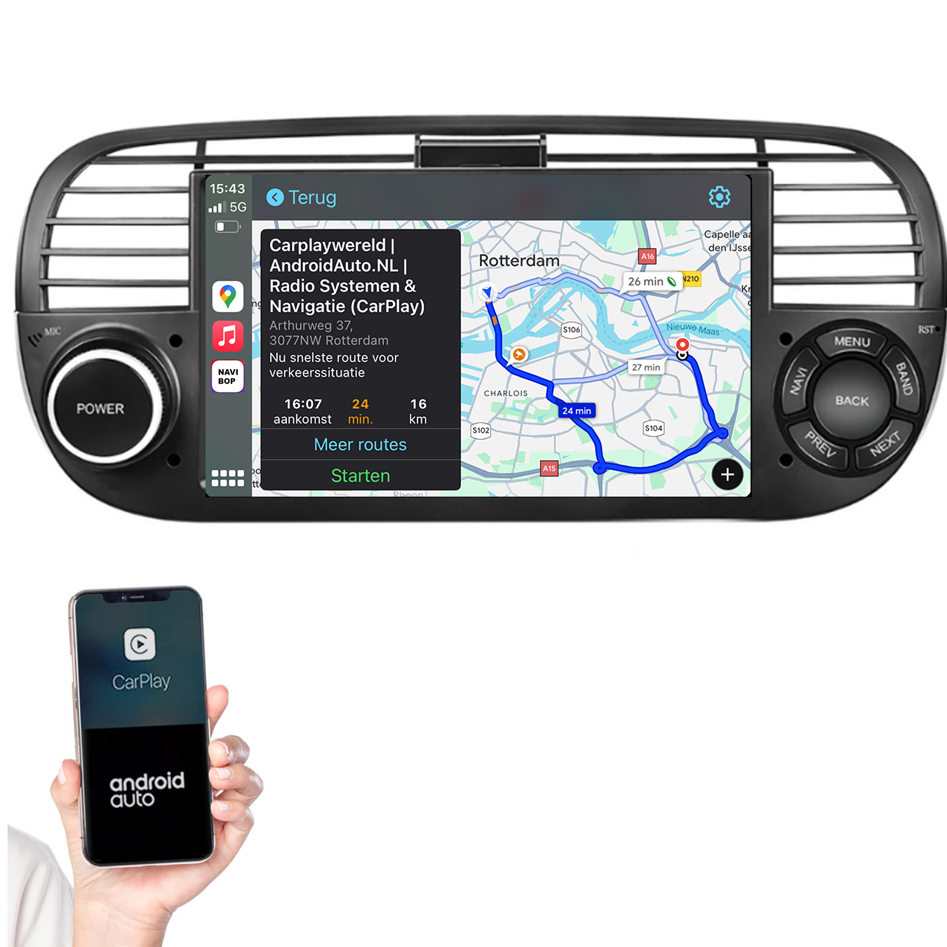 Abarth 500 | Autoradio | 2005 t/m 2017 | Android 14 | Apple CarPlay & Android Auto