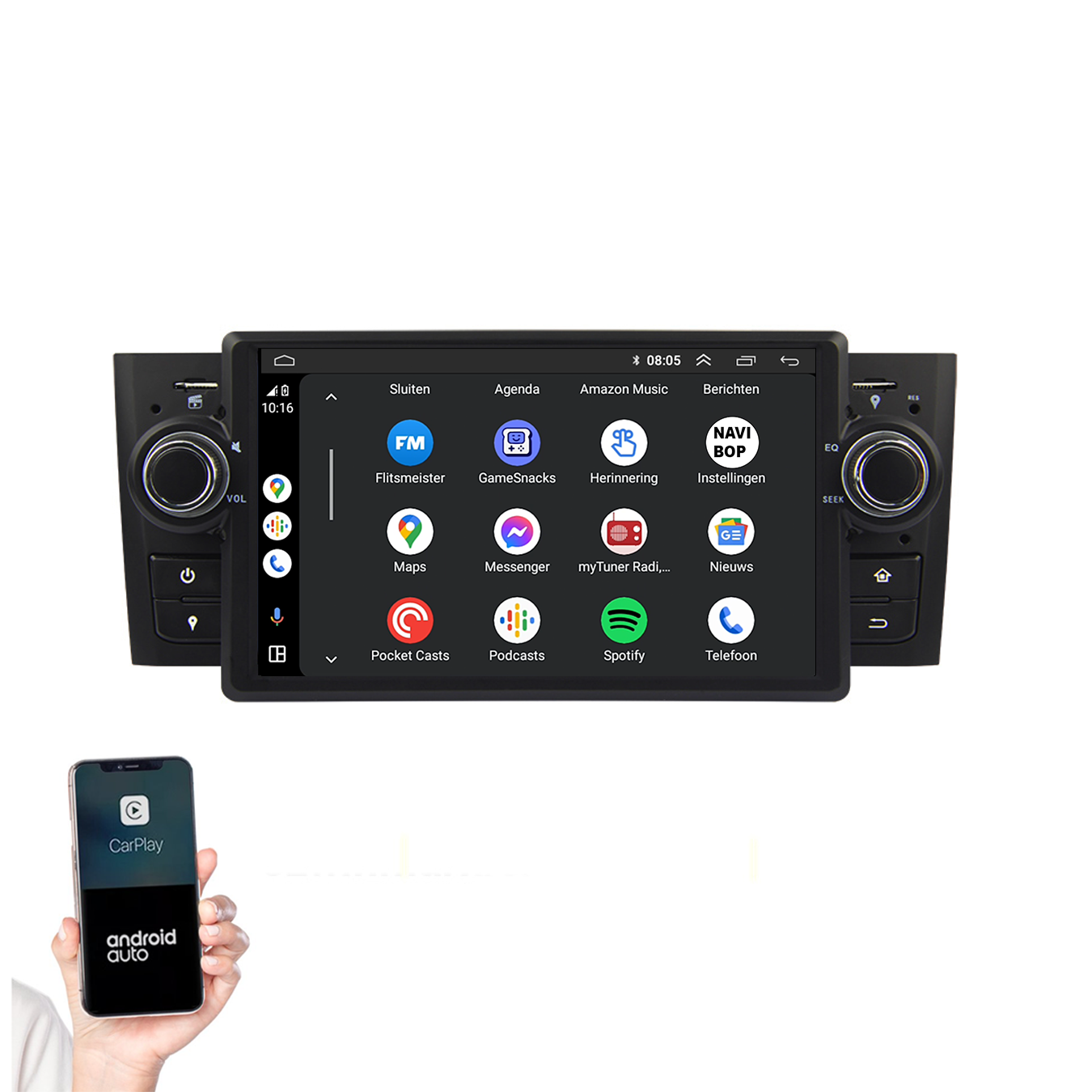 Fiat Punto Linea | Autoradio | 2007 t/m 2010 | Android 14 | Apple CarPlay & Android Auto
