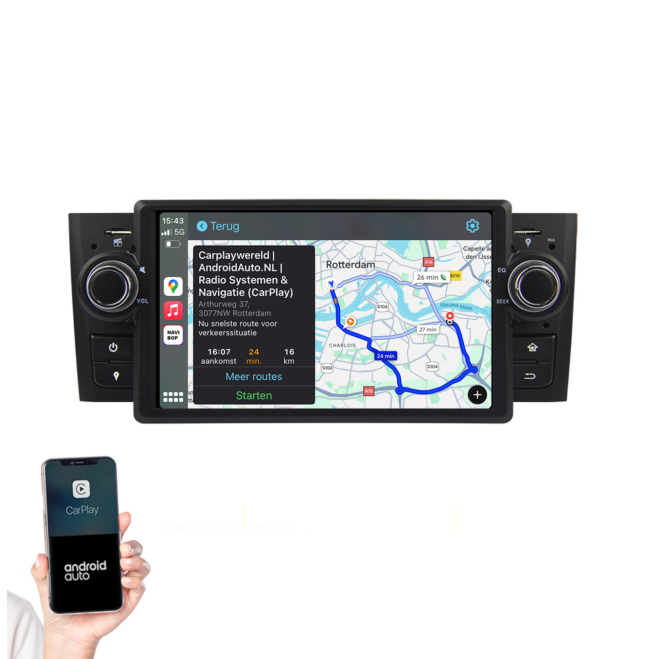 Fiat Punto Linea | Autoradio | 2007 t/m 2010 | Android 14 | Apple CarPlay & Android Auto