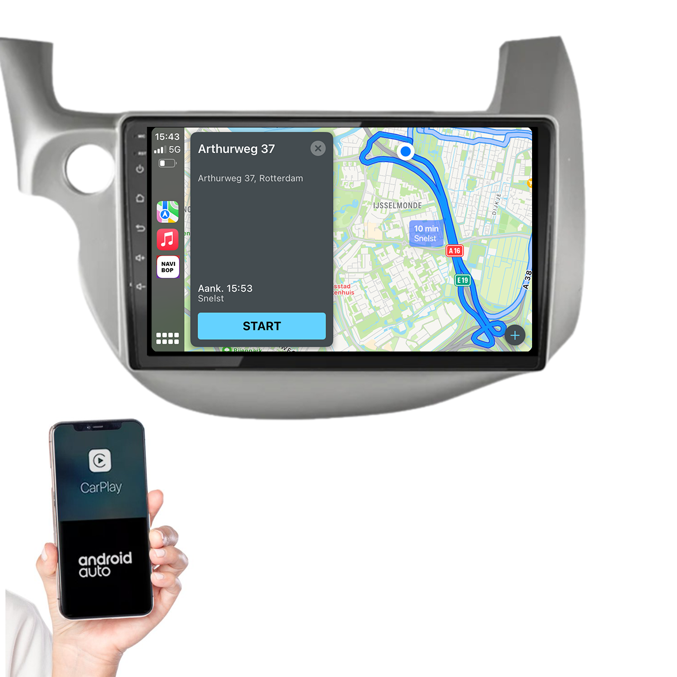 Honda Jazz | Autoradio | 2008 t/m 2015 | Android 14 | Apple CarPlay & Android Auto