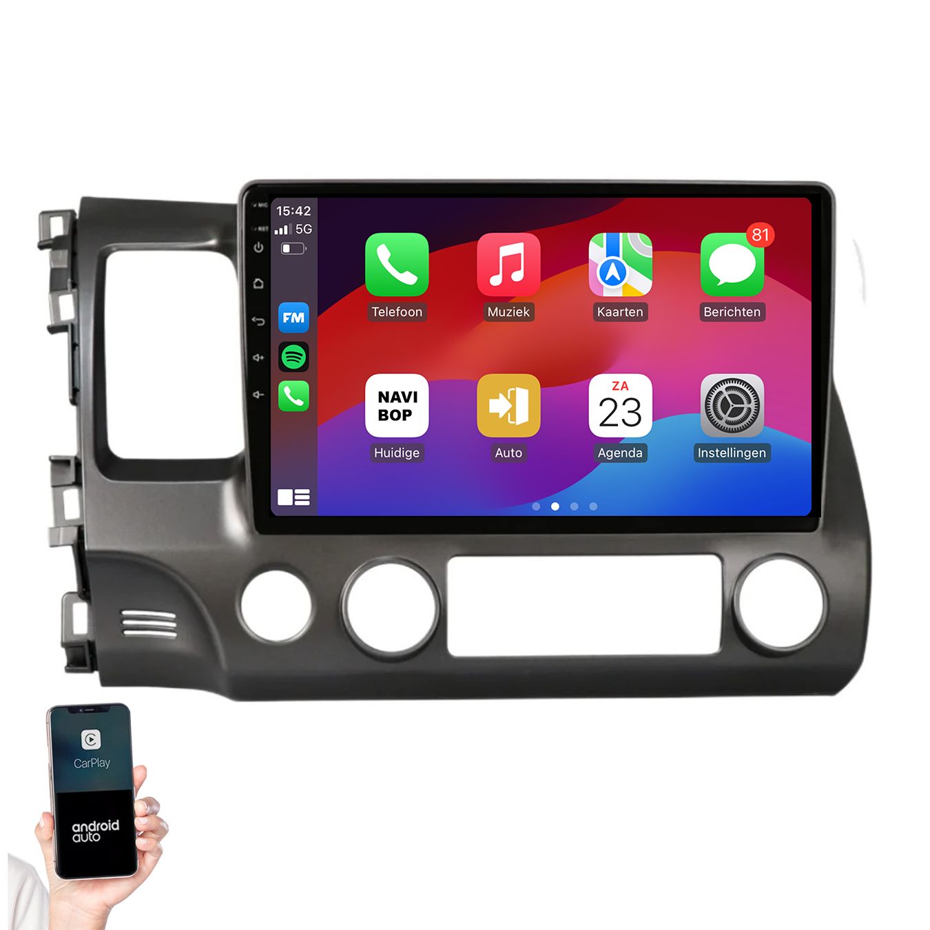 Honda Civic | Autoradio | 2007 t/m 2011 | Android 14 | Apple CarPlay & Android Auto