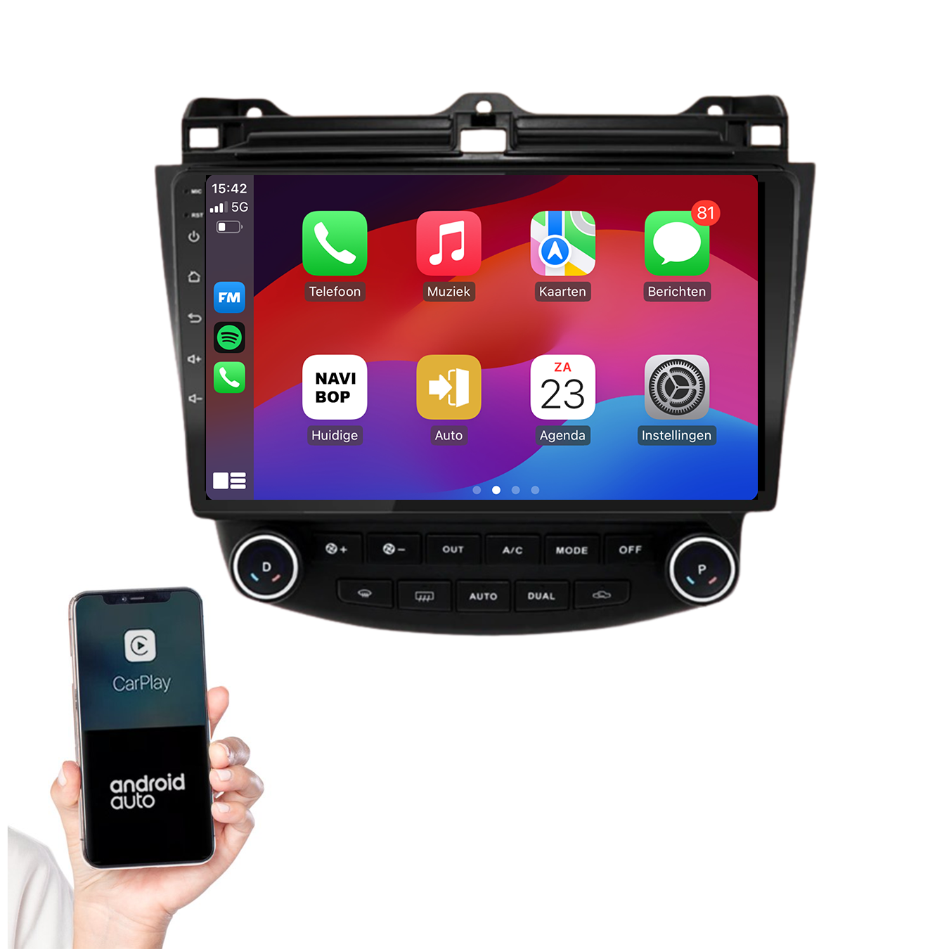 Honda Accord | Autoradio | 2003 t/m 2008 | Android 14 | Apple CarPlay & Android Auto