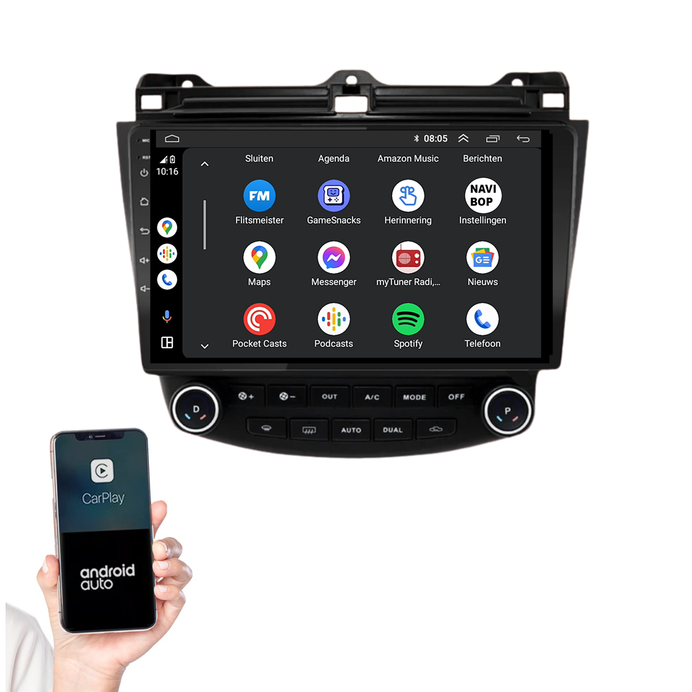 Honda Accord | Autoradio | 2003 t/m 2008 | Android 14 | Apple CarPlay & Android Auto