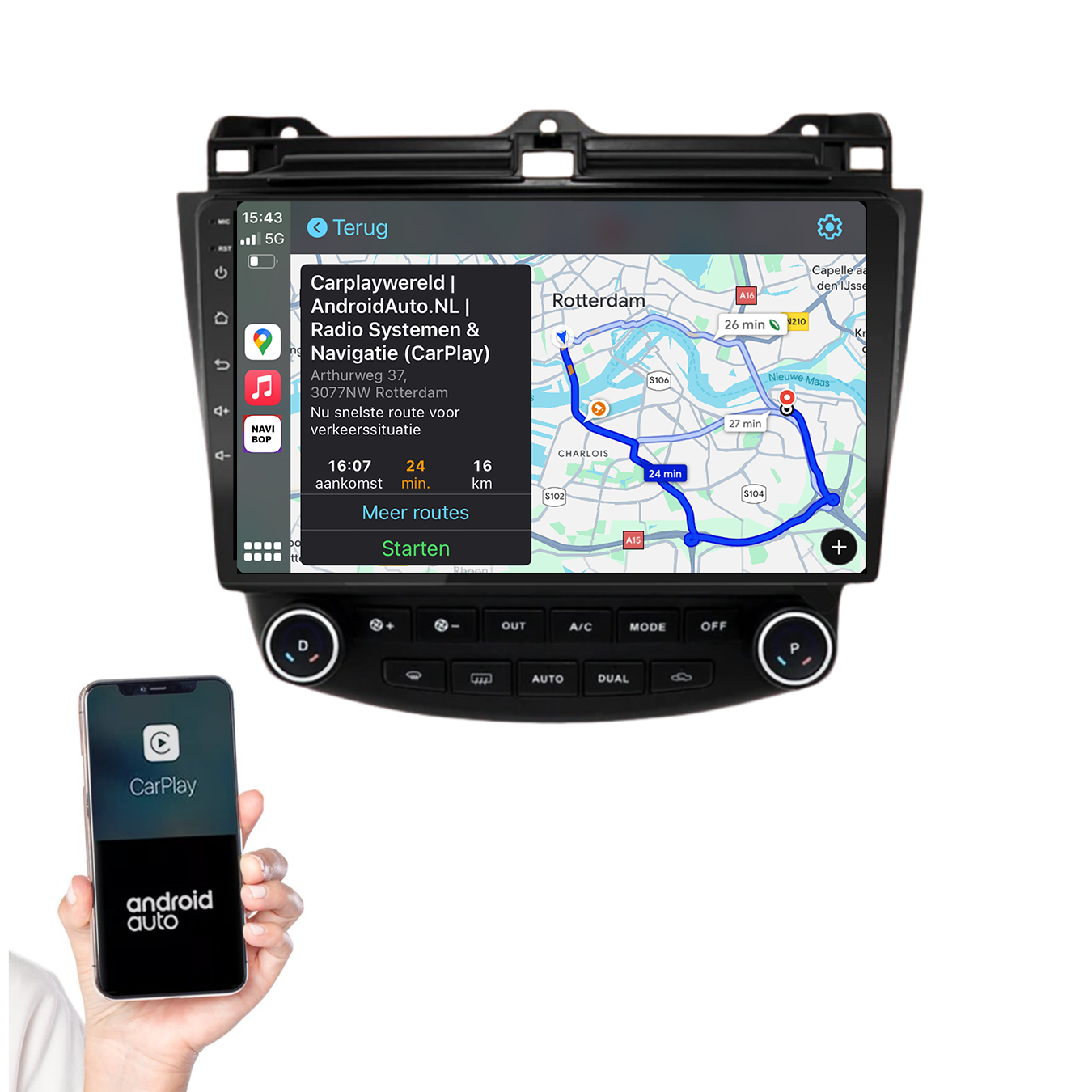 Honda Accord | Autoradio | 2003 t/m 2008 | Android 14 | Apple CarPlay & Android Auto