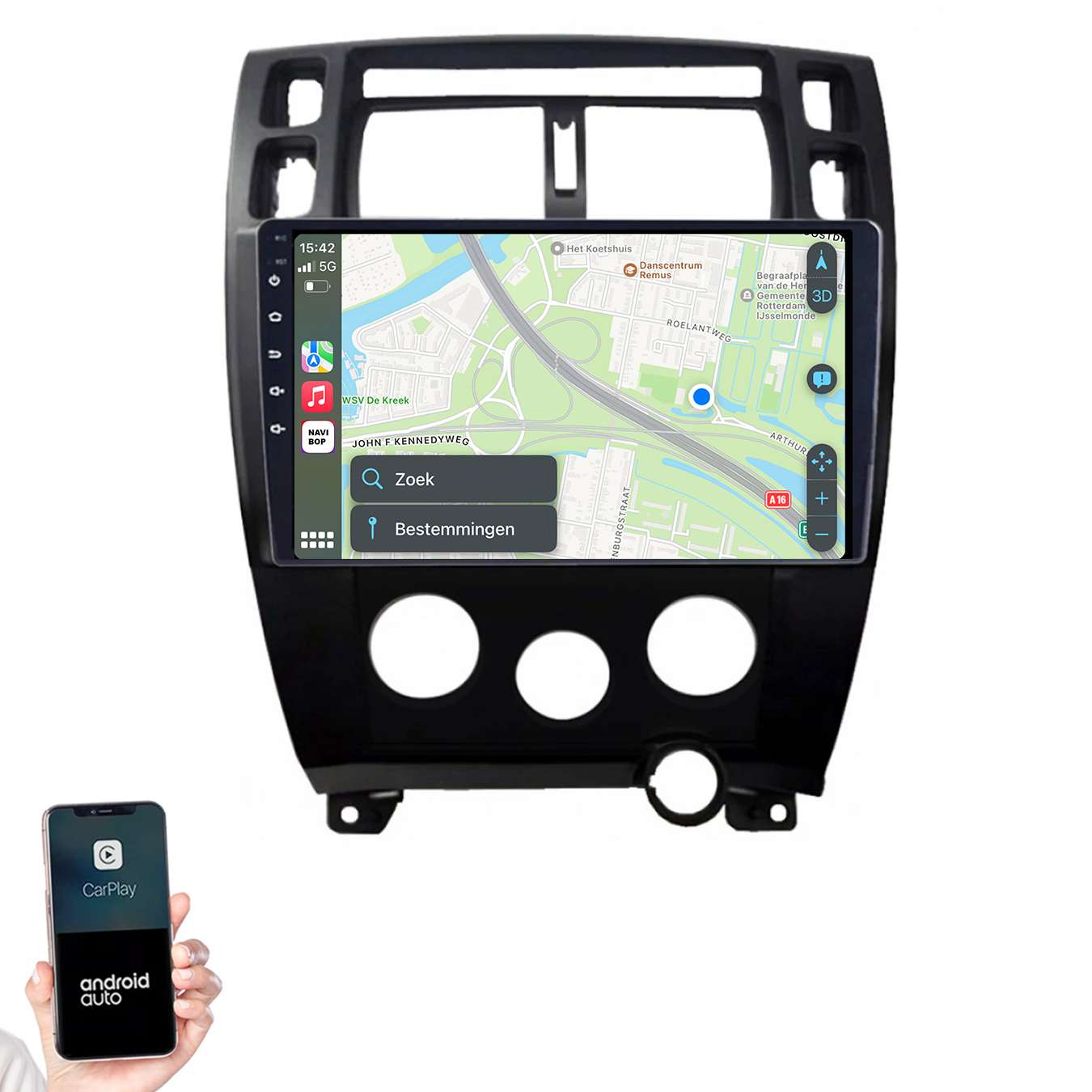 Hyundai Tucson | Autoradio | 2004 t/m 2009 | Android 14 | Apple CarPlay & Android Auto