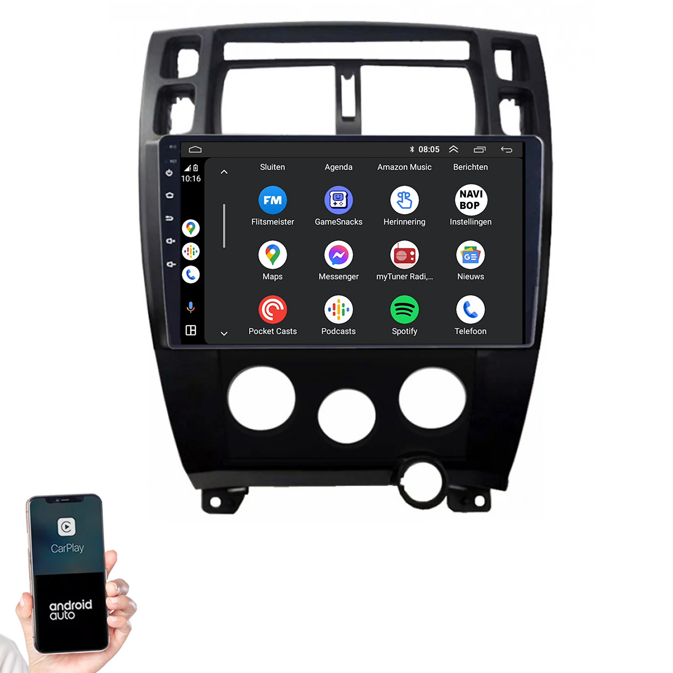 Hyundai Tucson | Autoradio | 2004 t/m 2009 | Android 14 | Apple CarPlay & Android Auto