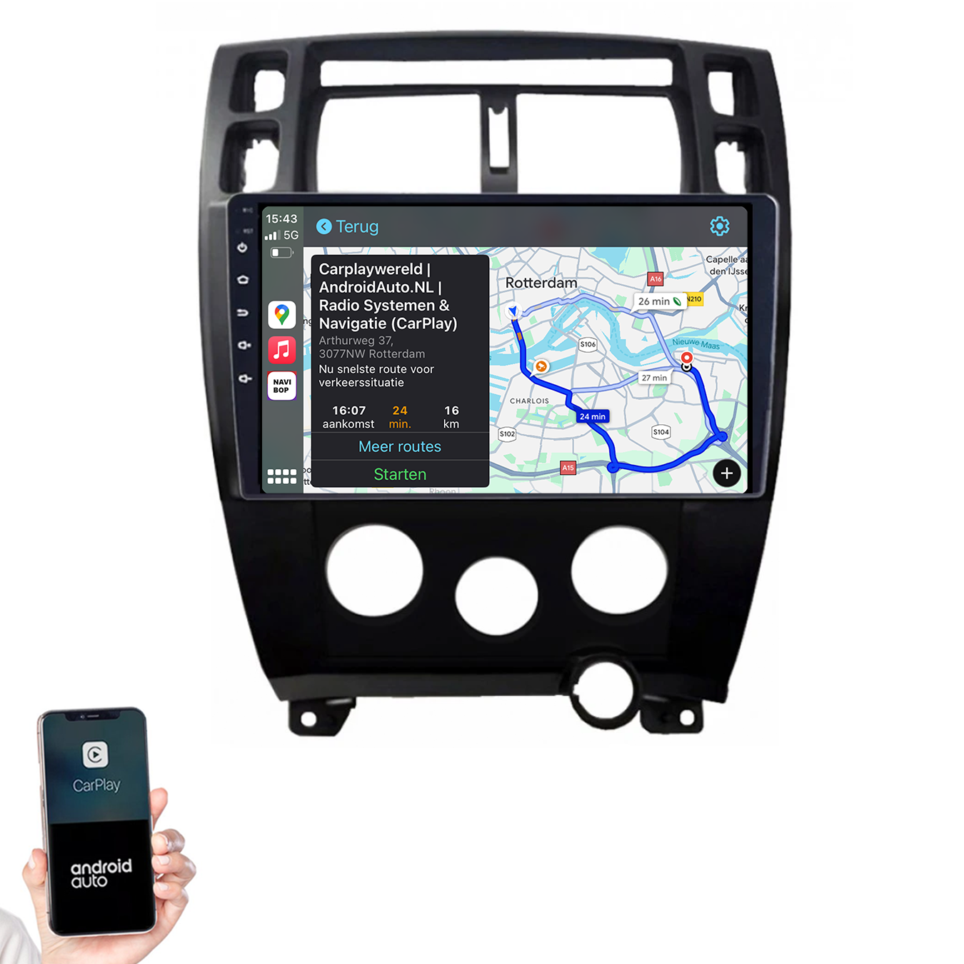 Hyundai Tucson | Autoradio | 2004 t/m 2009 | Android 14 | Apple CarPlay & Android Auto