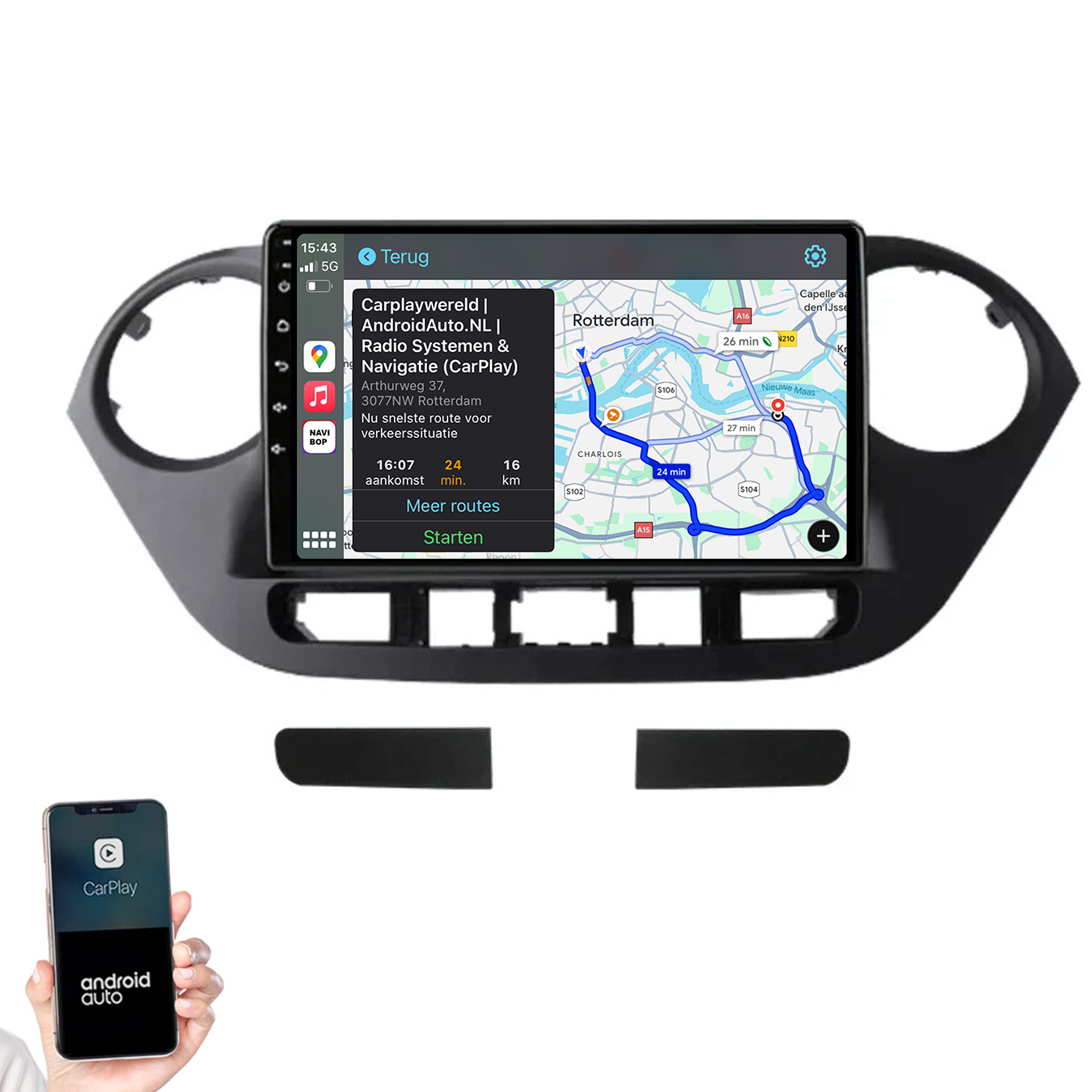 Hyundai I10 | Autoradio | 2014 t/m 2017 | Android 14 | Apple CarPlay & Android Auto