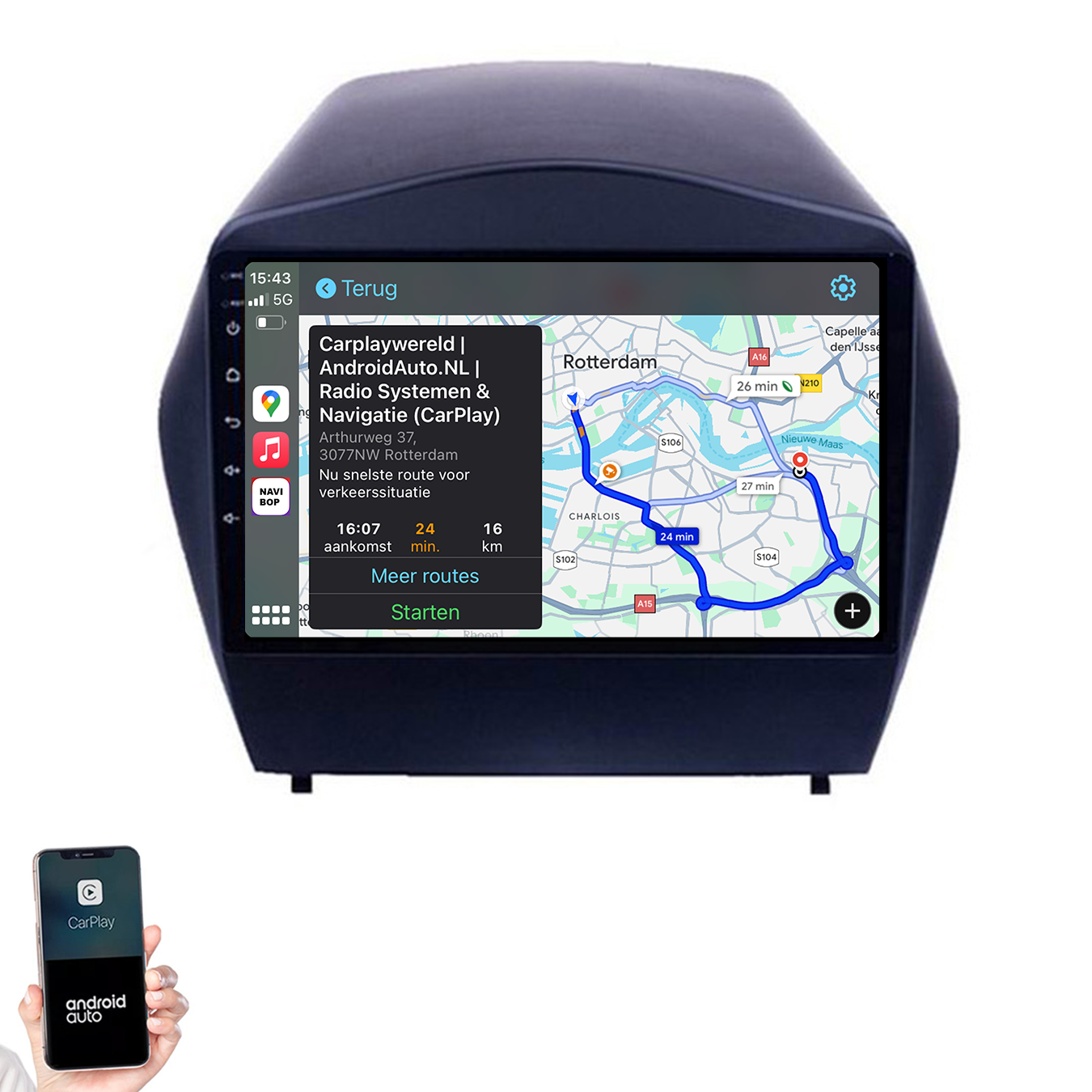 Hyundai Tucson | Autoradio | 2009 t/m 2015 | Android 14 | Apple CarPlay & Android Auto