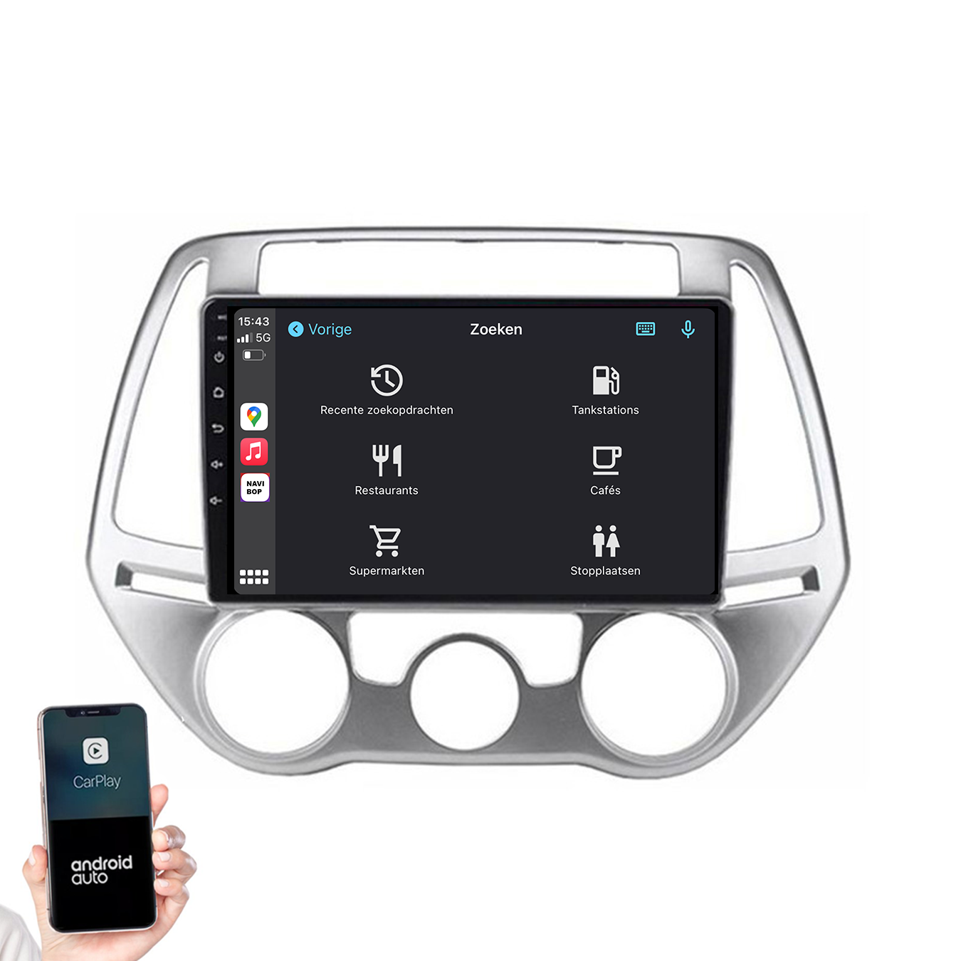 Hyundai I20 | Autoradio | 2008 t/m 2014 | Android 14 | Apple CarPlay & Android Auto
