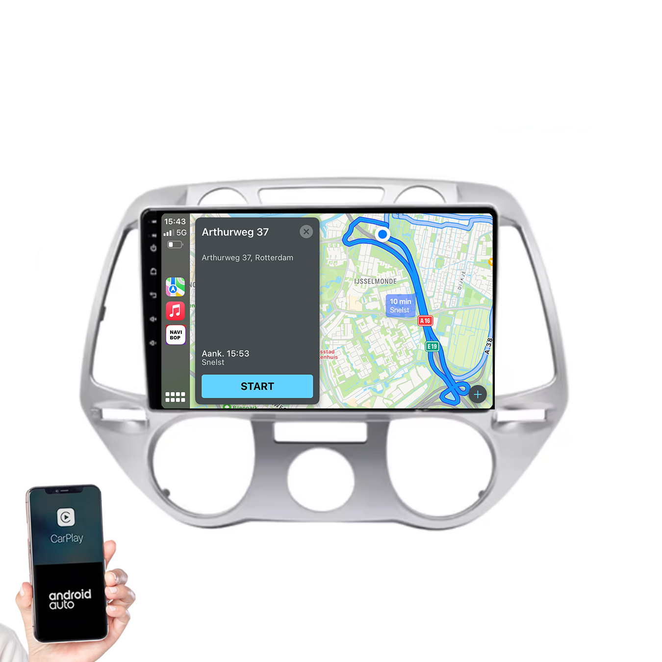 Hyundai I20 | Autoradio | 2008 t/m 2014 | Android 14 | Apple CarPlay & Android Auto