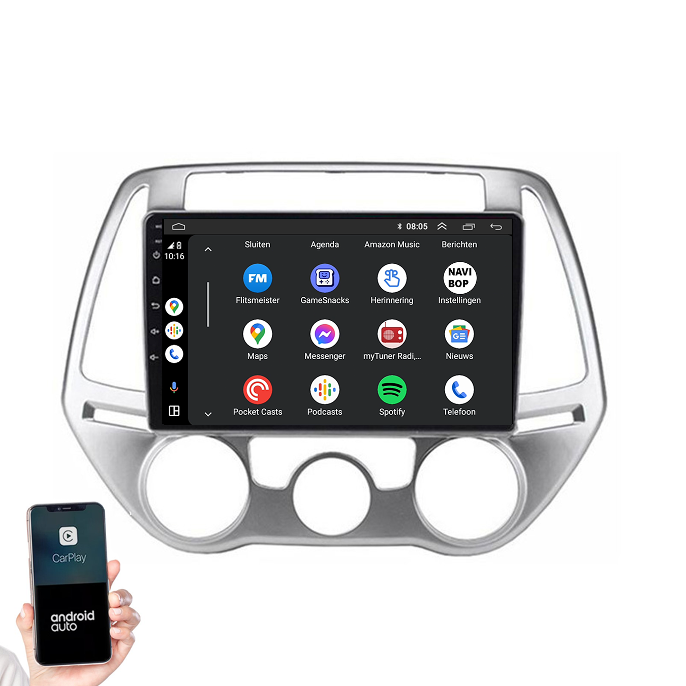 Hyundai I20 | Autoradio | 2008 t/m 2014 | Android 14 | Apple CarPlay & Android Auto