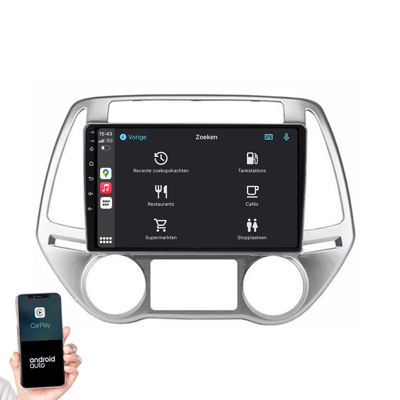 Hyundai I20 | Autoradio | 2008 t/m 2014 | Android 14 | Apple CarPlay & Android Auto