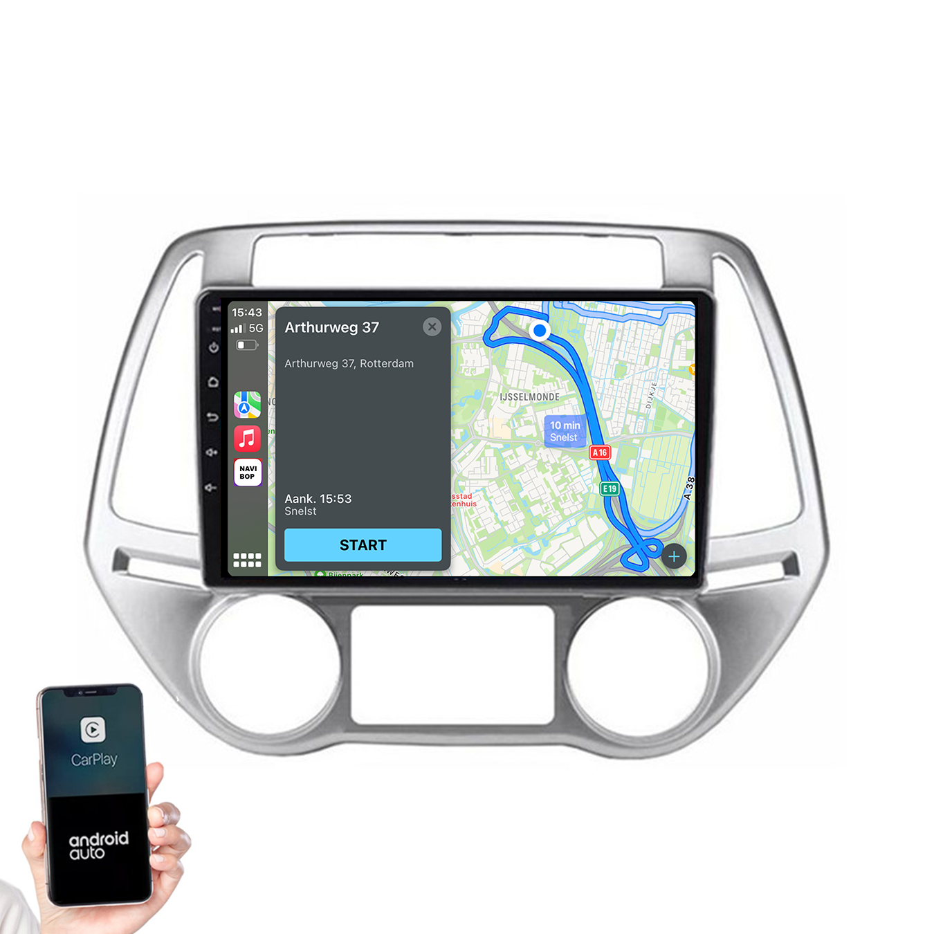 Hyundai I20 | Autoradio | 2008 t/m 2014 | Android 14 | Apple CarPlay & Android Auto