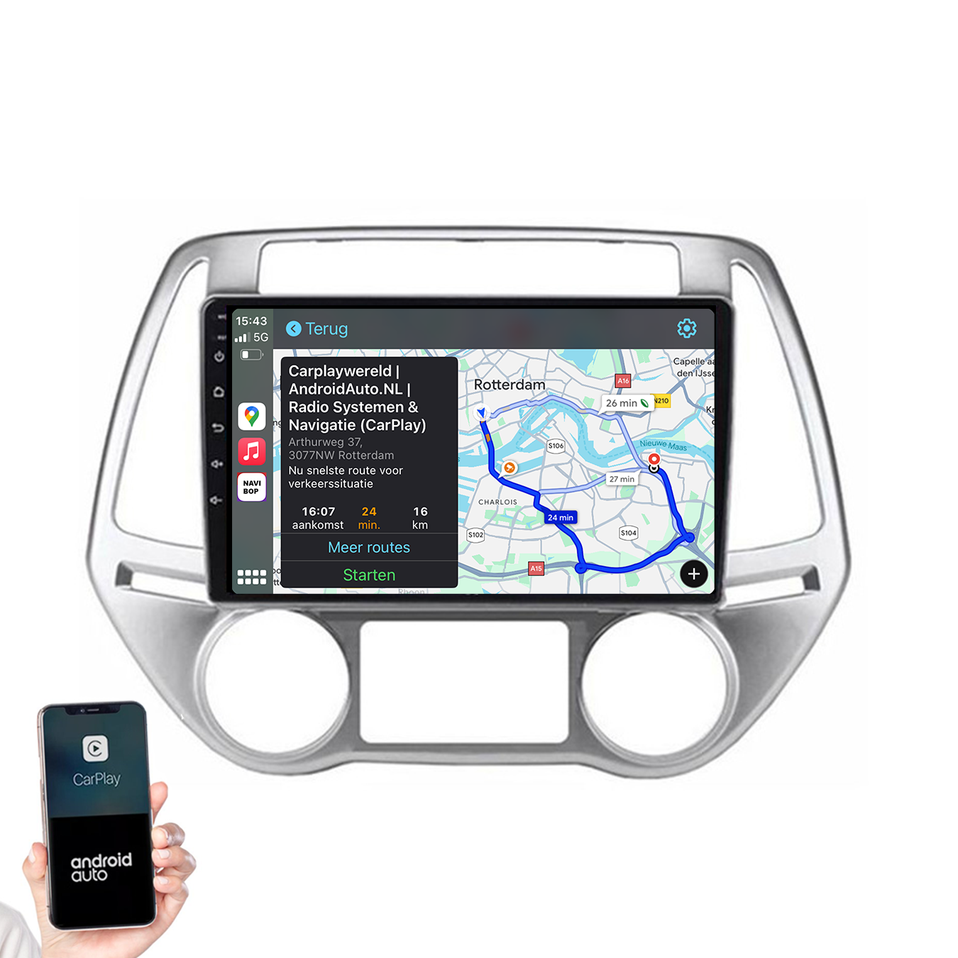 Hyundai I20 | Autoradio | 2008 t/m 2014 | Android 14 | Apple CarPlay & Android Auto