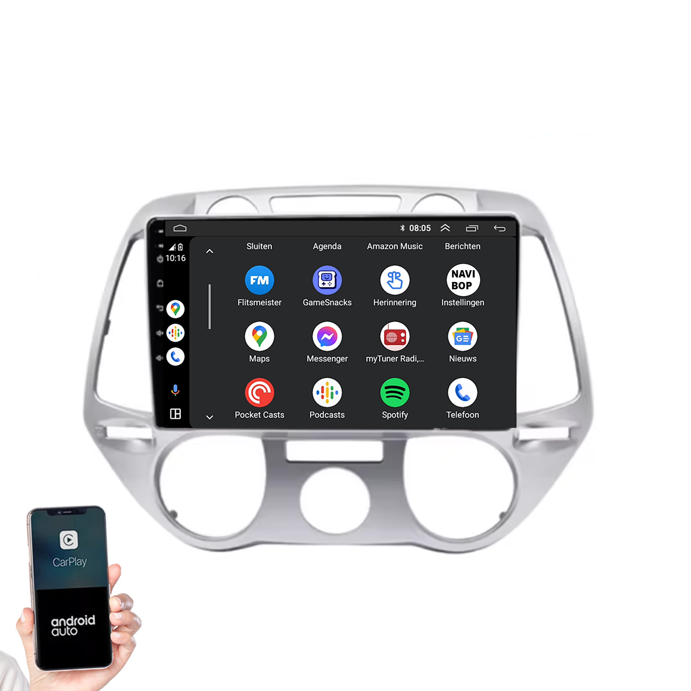 Hyundai I20 | Autoradio | 2008 t/m 2014 | Android 14 | Apple CarPlay & Android Auto