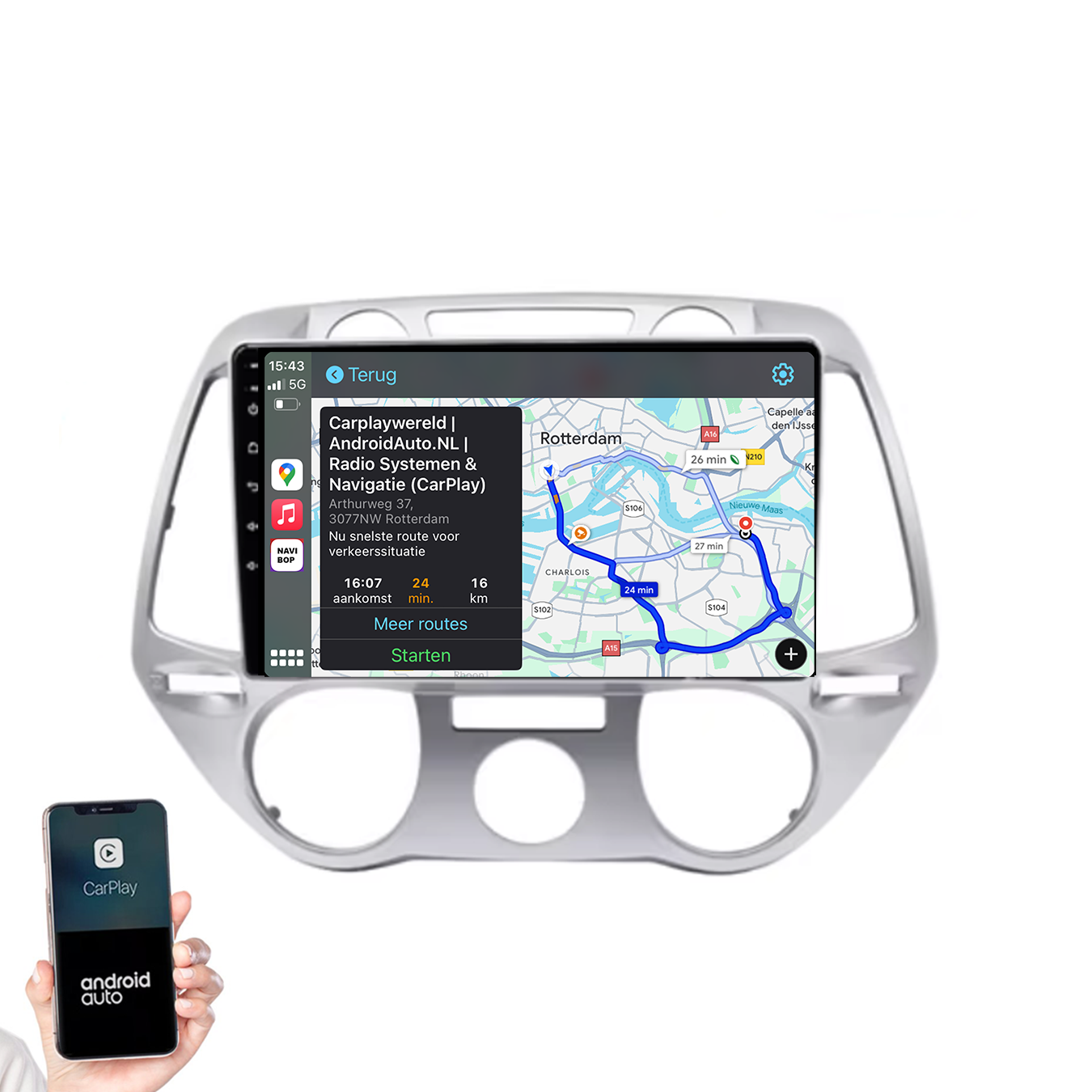 Hyundai I20 | Autoradio | 2008 t/m 2014 | Android 14 | Apple CarPlay & Android Auto