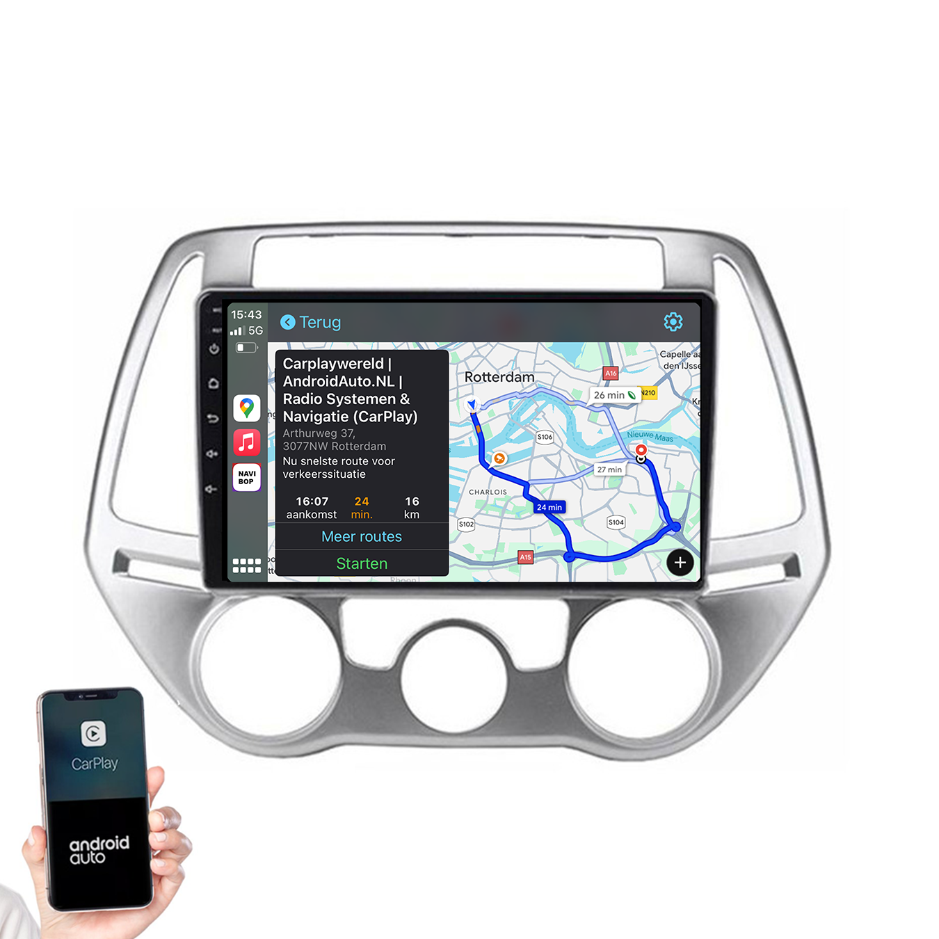 Hyundai I20 | Autoradio | 2008 t/m 2014 | Android 14 | Apple CarPlay & Android Auto