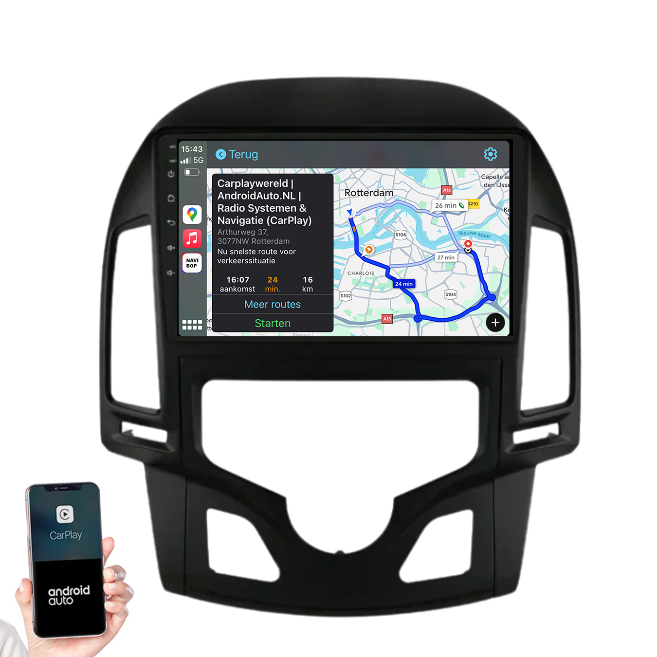 Hyundai I30 | Autoradio | 2007 t/m 2012 | Android 14 | Apple CarPlay & Android Auto