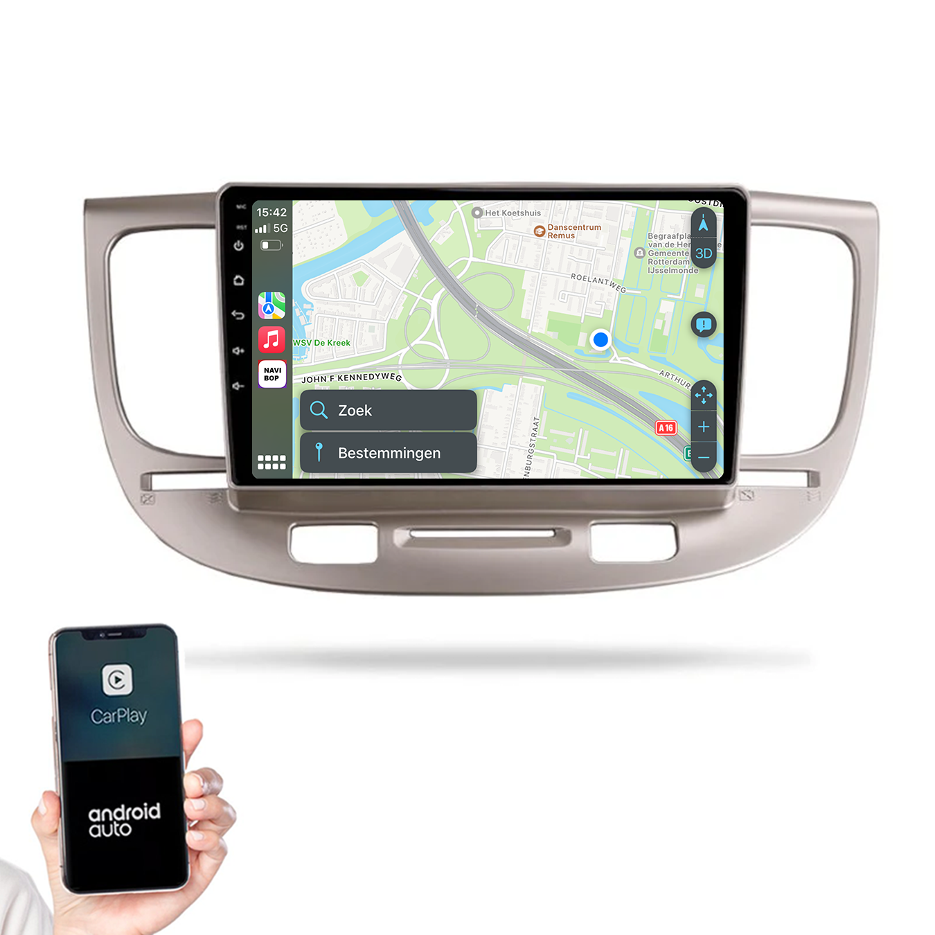 Kia Rio | Autoradio |2005 t/m 2011 | Android 14 | Apple CarPlay & Android Auto