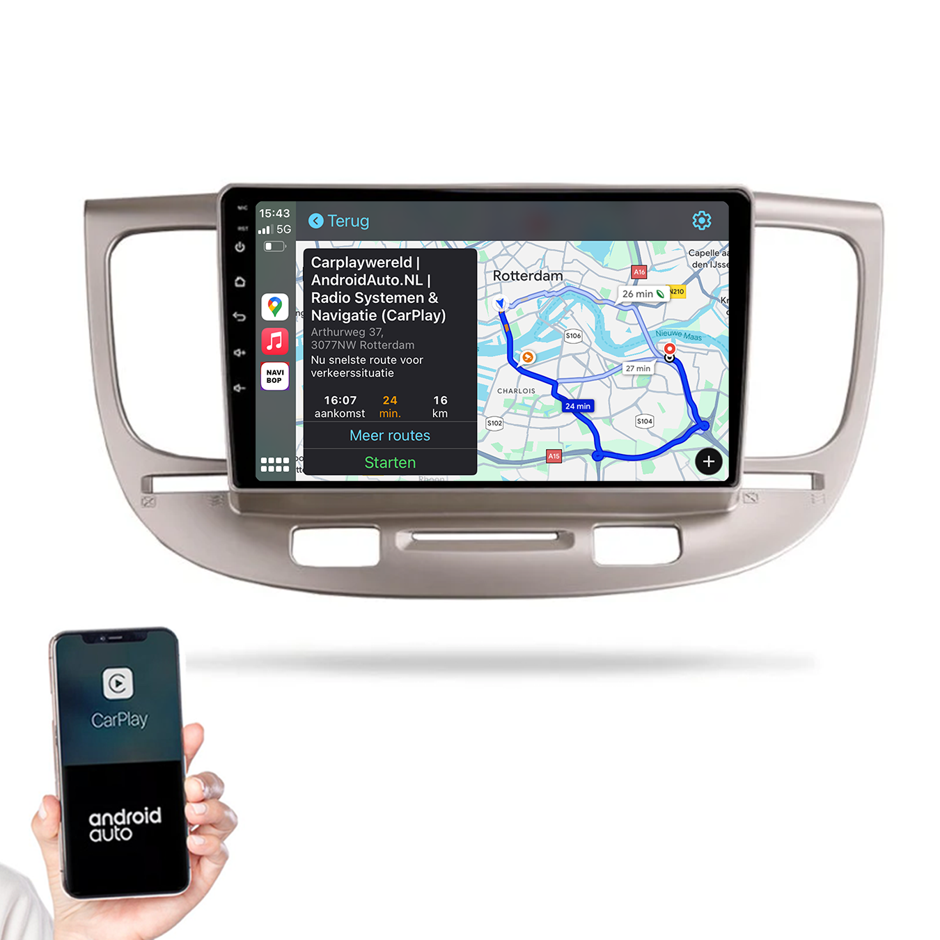 Kia Rio | Autoradio |2005 t/m 2011 | Android 14 | Apple CarPlay & Android Auto