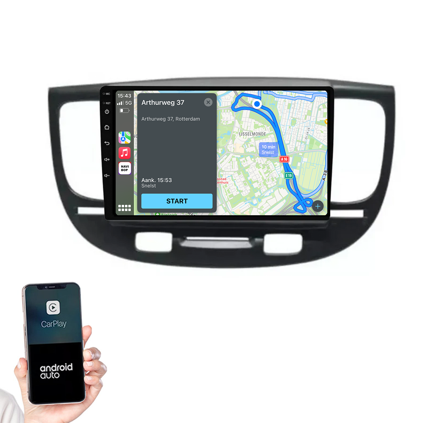 Kia Rio | Autoradio |2005 t/m 2011 | Android 14 | Apple CarPlay & Android Auto