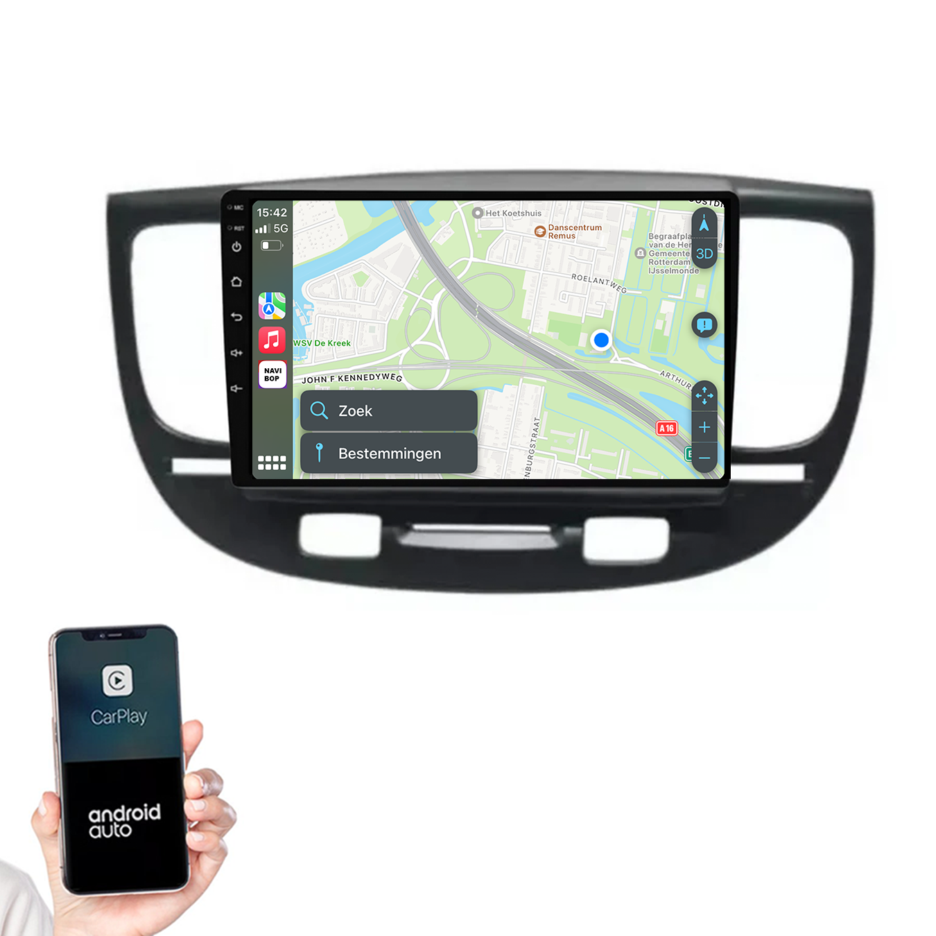 Kia Rio | Autoradio |2005 t/m 2011 | Android 14 | Apple CarPlay & Android Auto