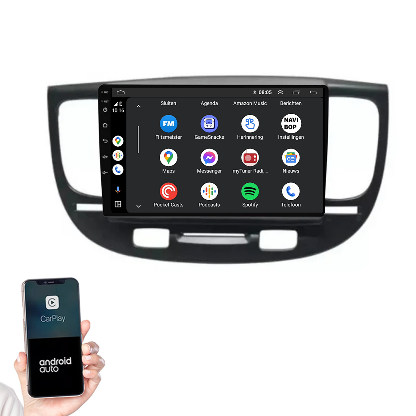 Kia Rio | Autoradio |2005 t/m 2011 | Android 14 | Apple CarPlay & Android Auto